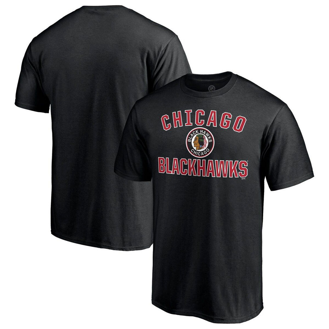 Fanatics Branded Men's Black Chicago Blackhawks Special Edition Victory Arch T-Shirt - Image 2 of 4