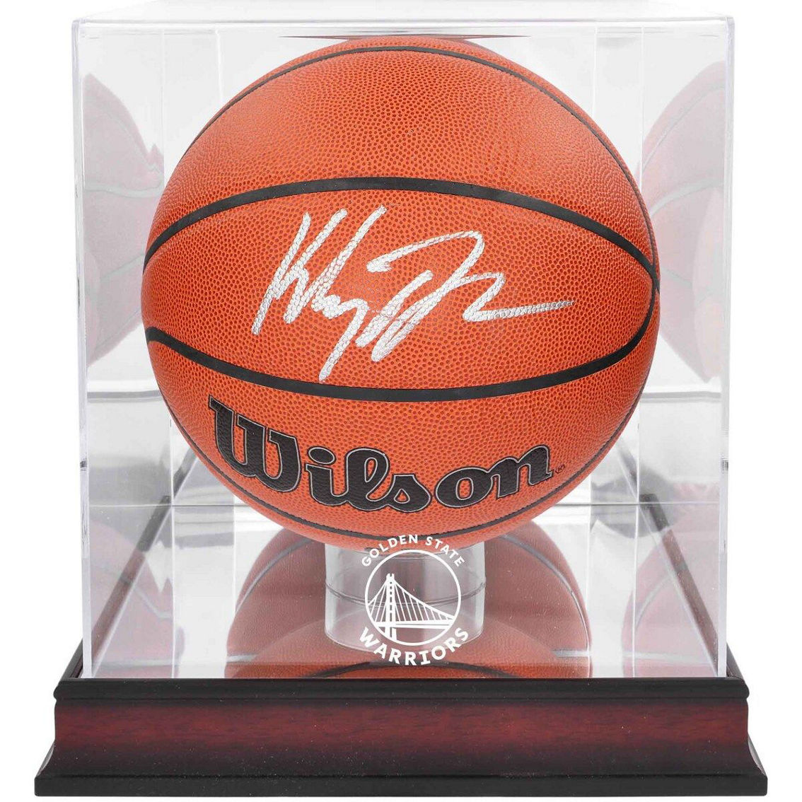 Fanatics Authentic Klay Thompson Golden State Warriors Autographed Wilson Replica Basketball with Mahogany Team Logo Display Case - Image 2 of 2
