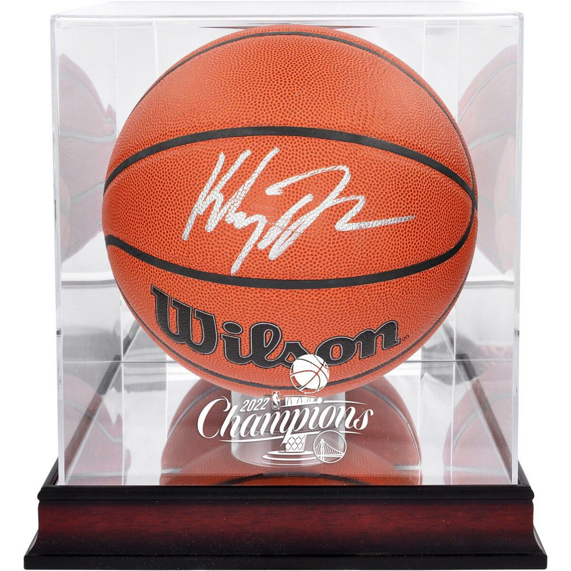 Fanatics Authentic Klay Thompson Golden State Warriors Autographed Wilson Indoor/Outdoor Basketball with Mahogany Team Logo Display Case - Image 2 of 2