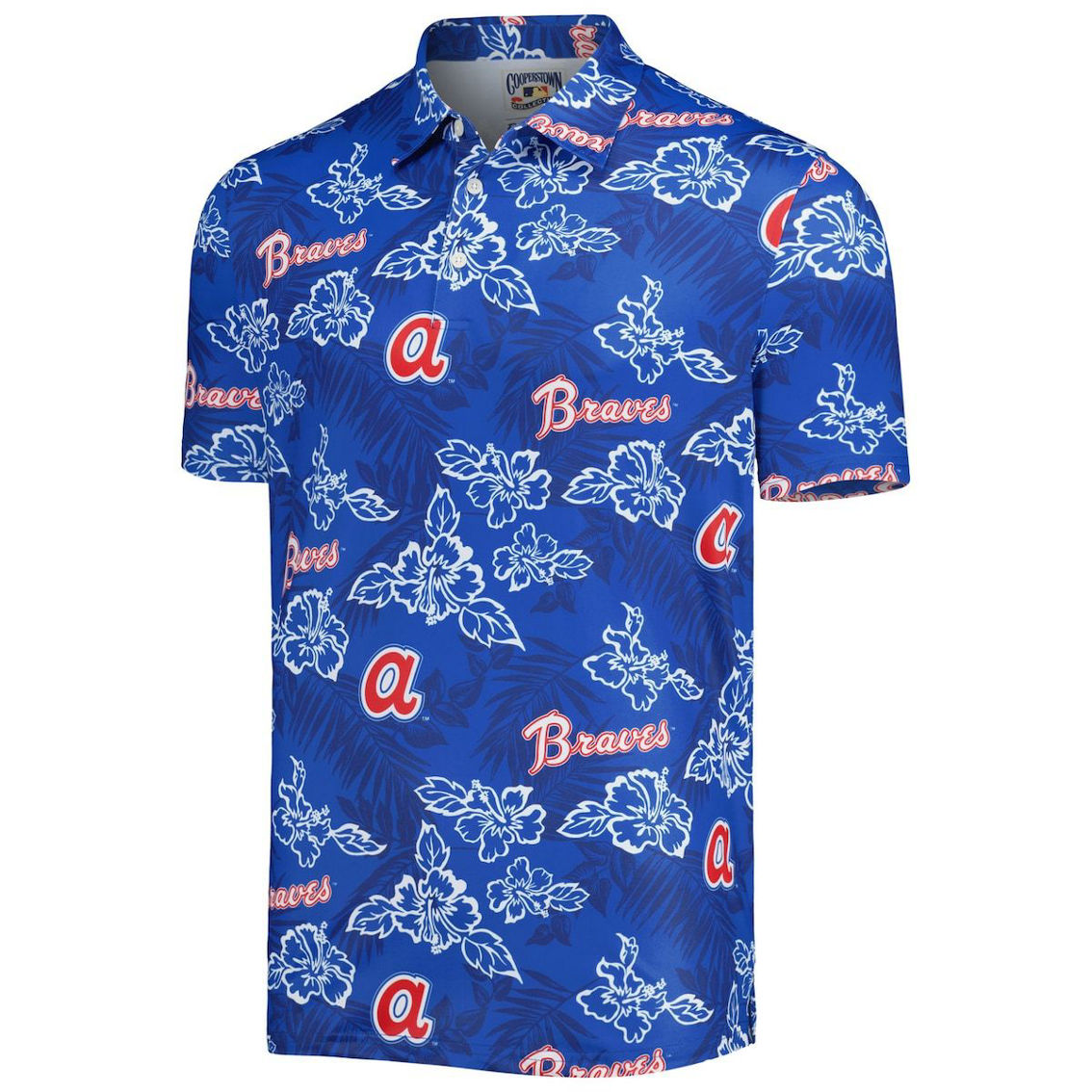 Reyn Spooner Men's Navy Atlanta Braves Cooperstown Collection Puamana Print Polo - Image 3 of 4