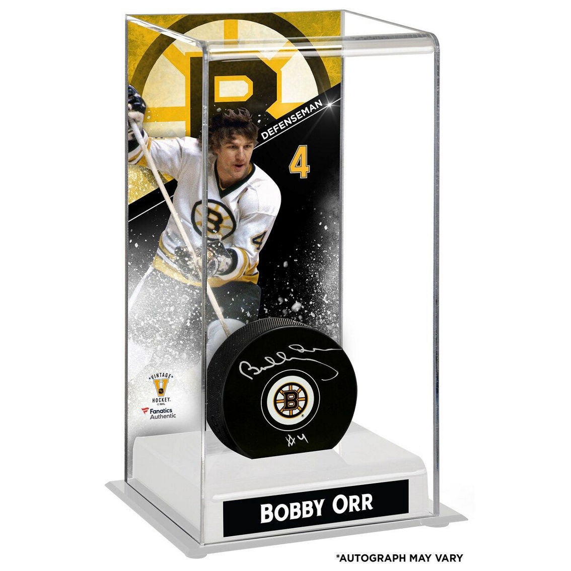Fanatics Authentic Bobby Orr Boston Bruins Autographed Puck with Deluxe Tall Hockey Puck Case - Image 2 of 2