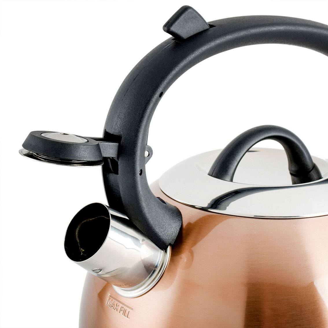 Mr. Coffee Flintshire 1.75 Quart Whistling Stovetop Tea Kettle in Copper - Image 2 of 5