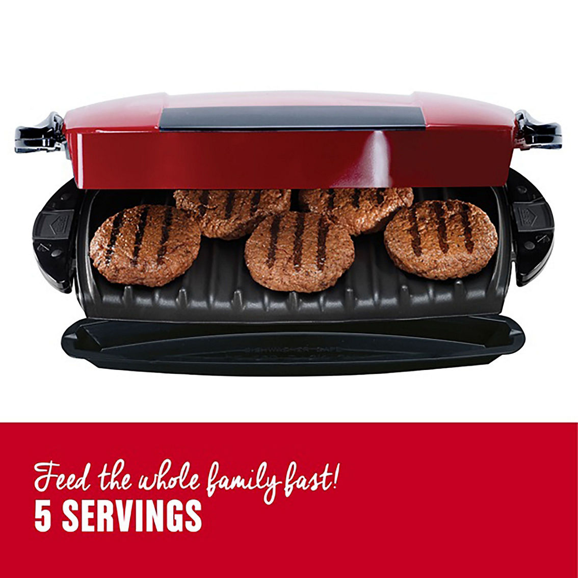 George Foreman 5 Serving Removable Plate and Panini Grill in Red - Image 3 of 5