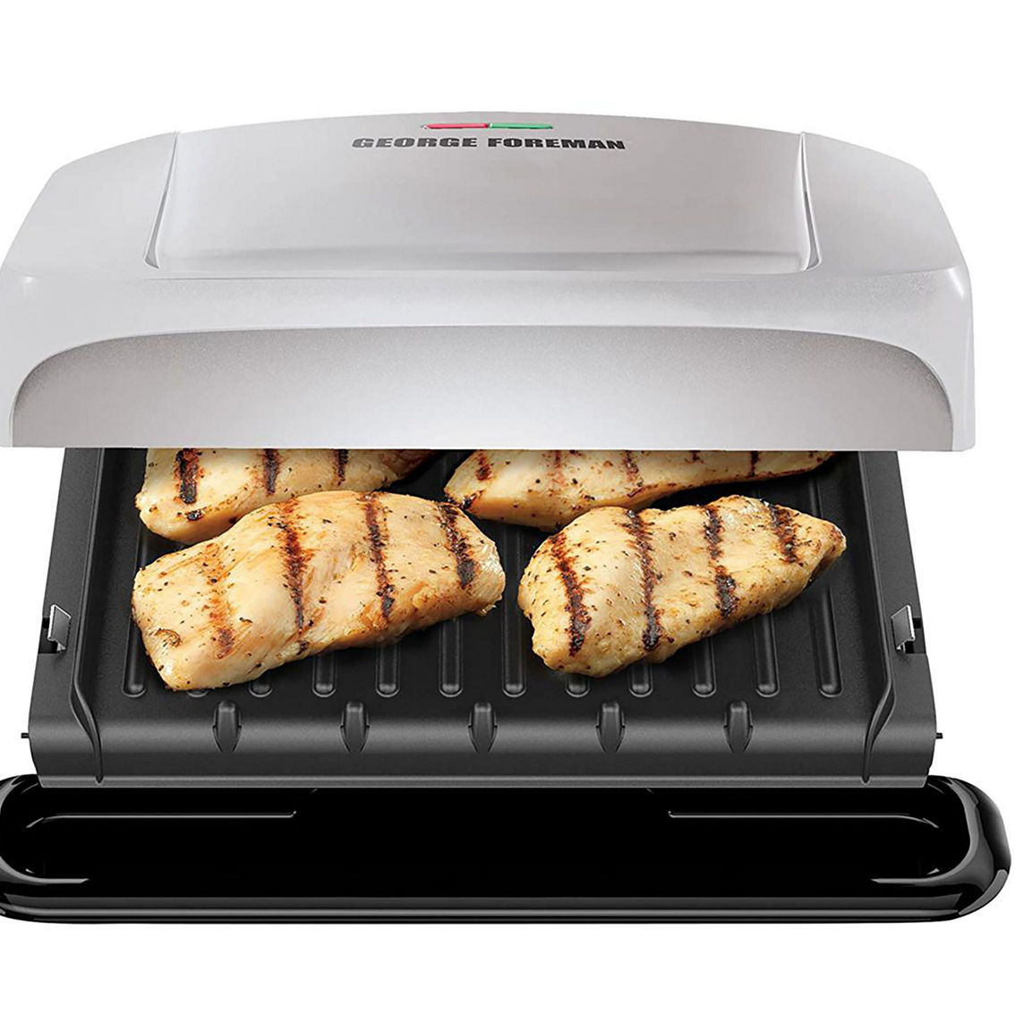 George Foreman 4 Serving Electric Indoor Grill and Panini Press in Silver - Image 2 of 5