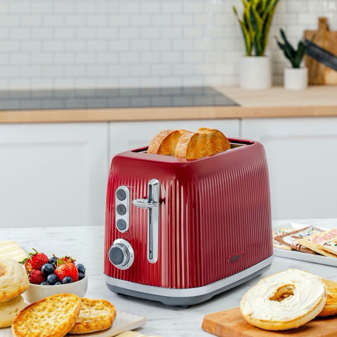 Oster Retro 2 Slice Toaster with Extra Wide Slots in Red - Image 3 of 3