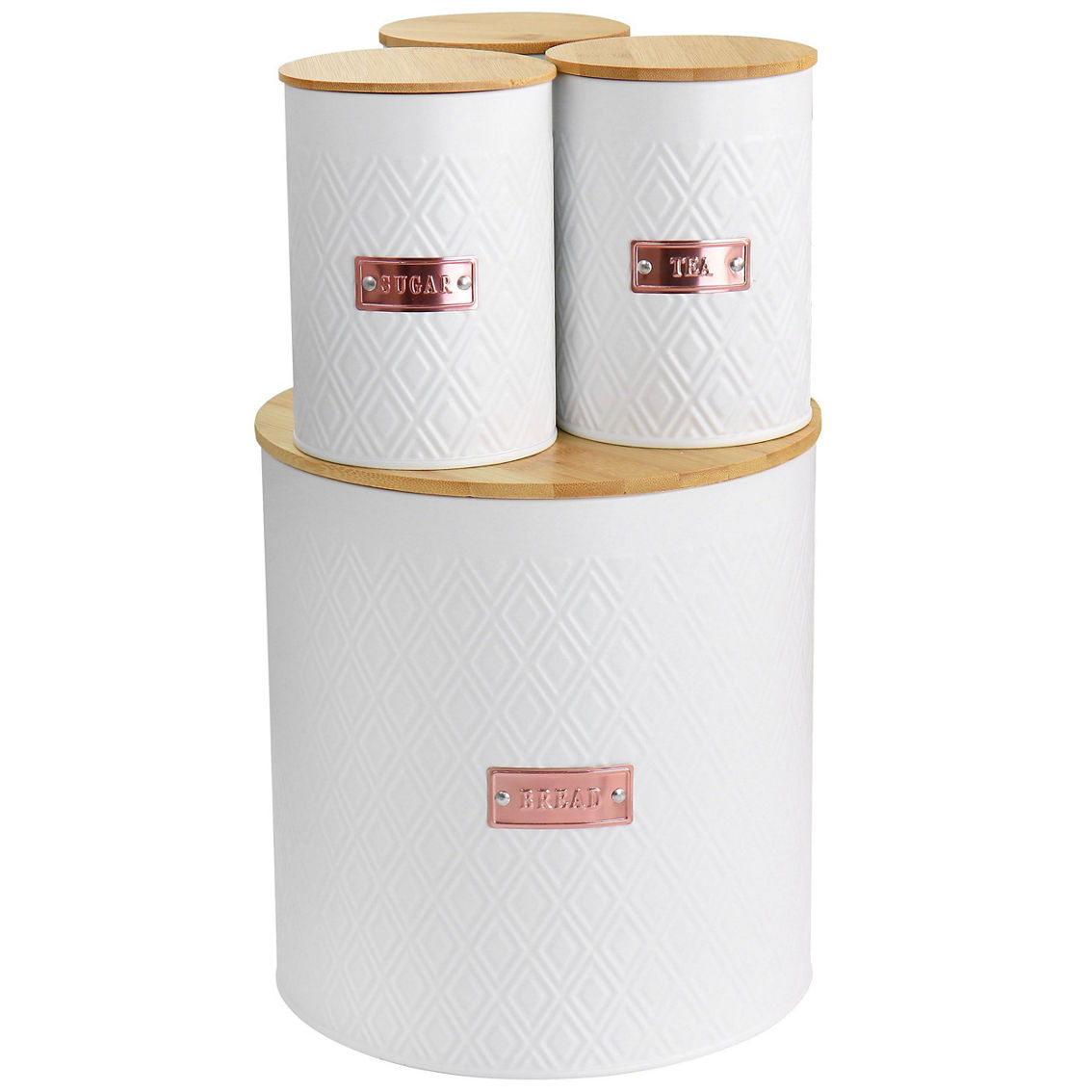 MegaChef Kitchen Food Storage and Organization 4 Piece Argyle Canister Set in Wh - Image 2 of 5