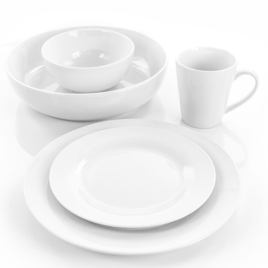 Elama Carey 18 Piece Round Porcelain Dinnerware Set in White - Image 2 of 5