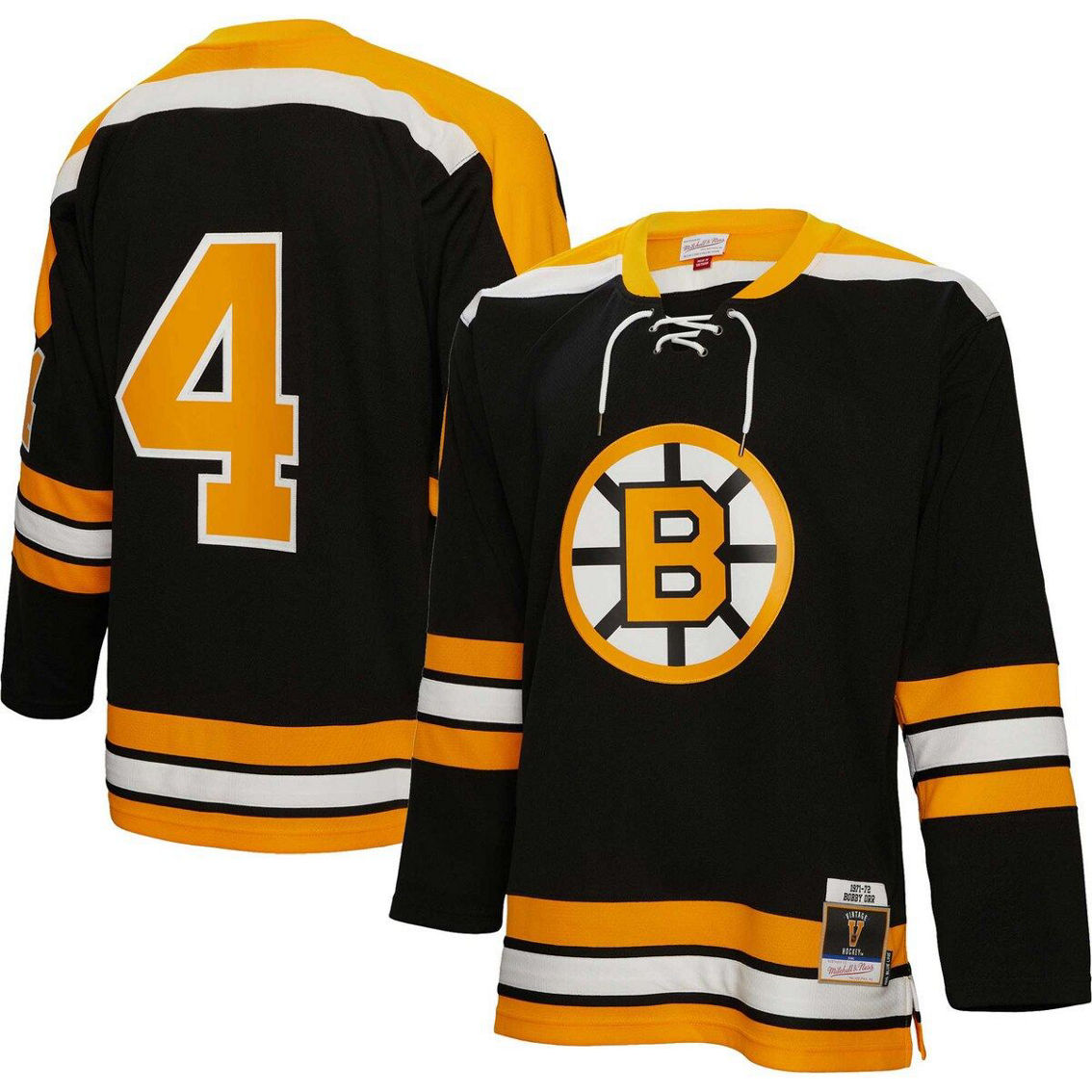 Mitchell & Ness Men's Bobby Orr Black Boston Bruins Big & Tall 1971 Blue Line Player Jersey - Image 2 of 4
