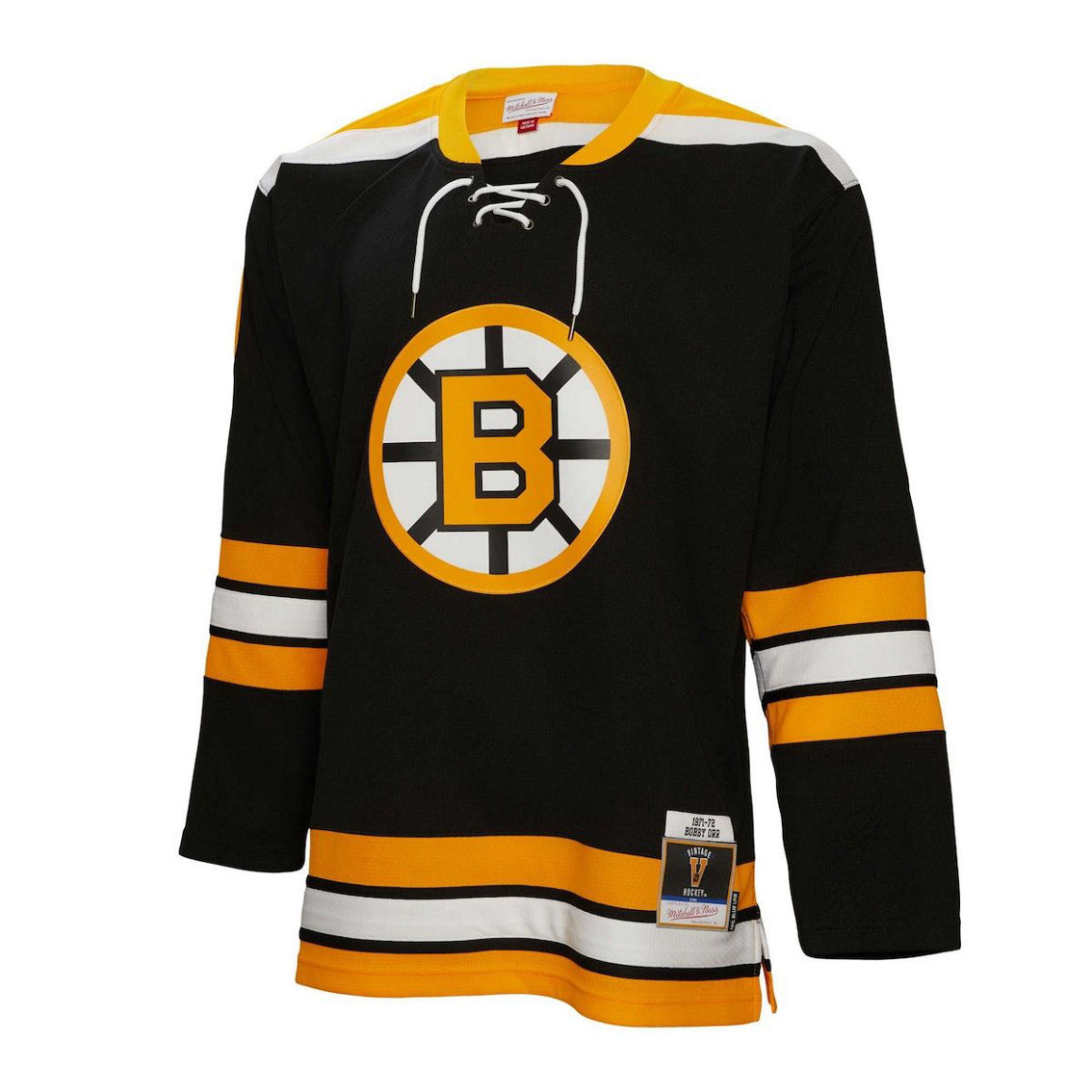 Mitchell & Ness Men's Bobby Orr Black Boston Bruins Big & Tall 1971 Blue Line Player Jersey - Image 3 of 4