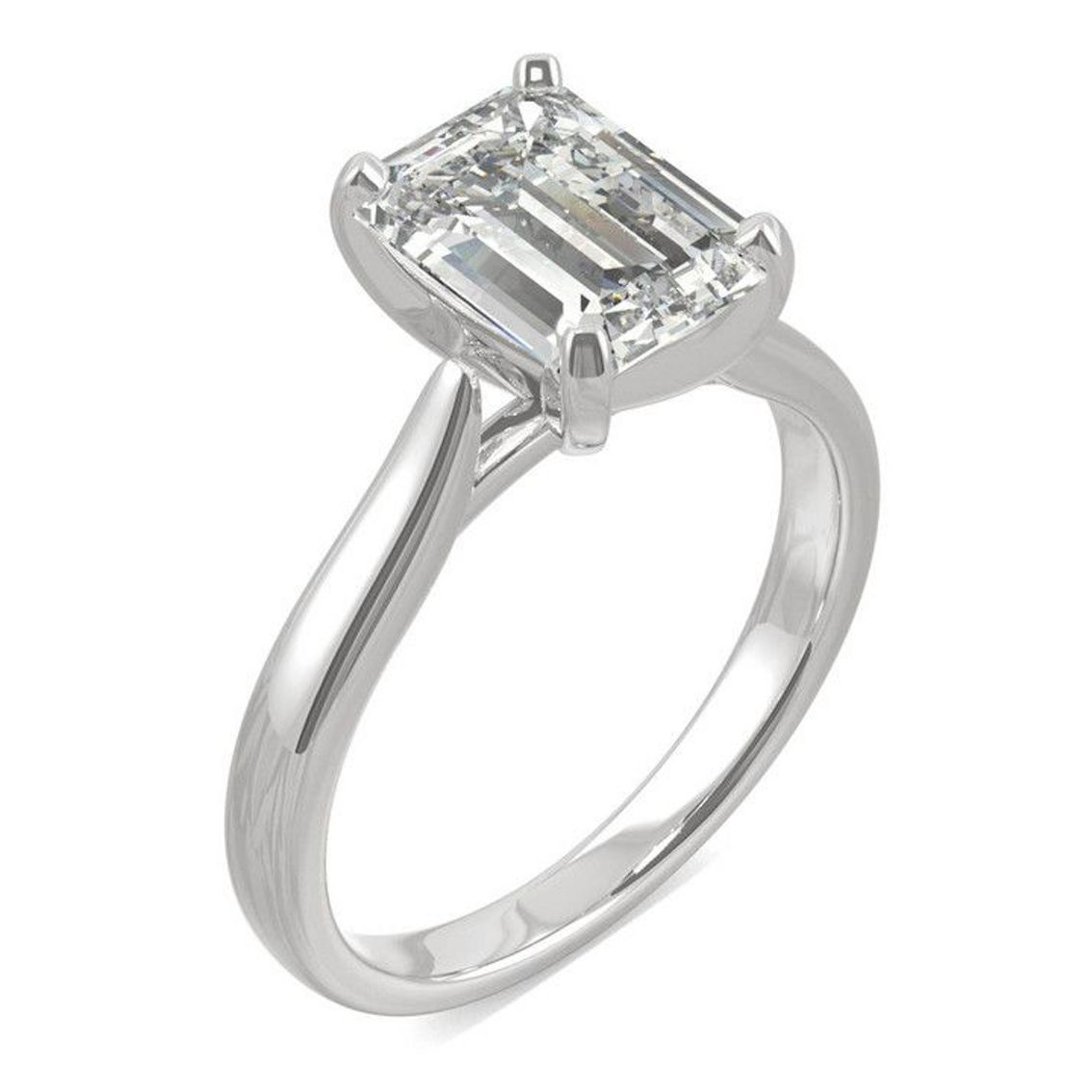 Charles & Colvard 2.52cttw Moissanite Emerald Cut Solitaire Ring in 14k White Gold - Image 2 of 5