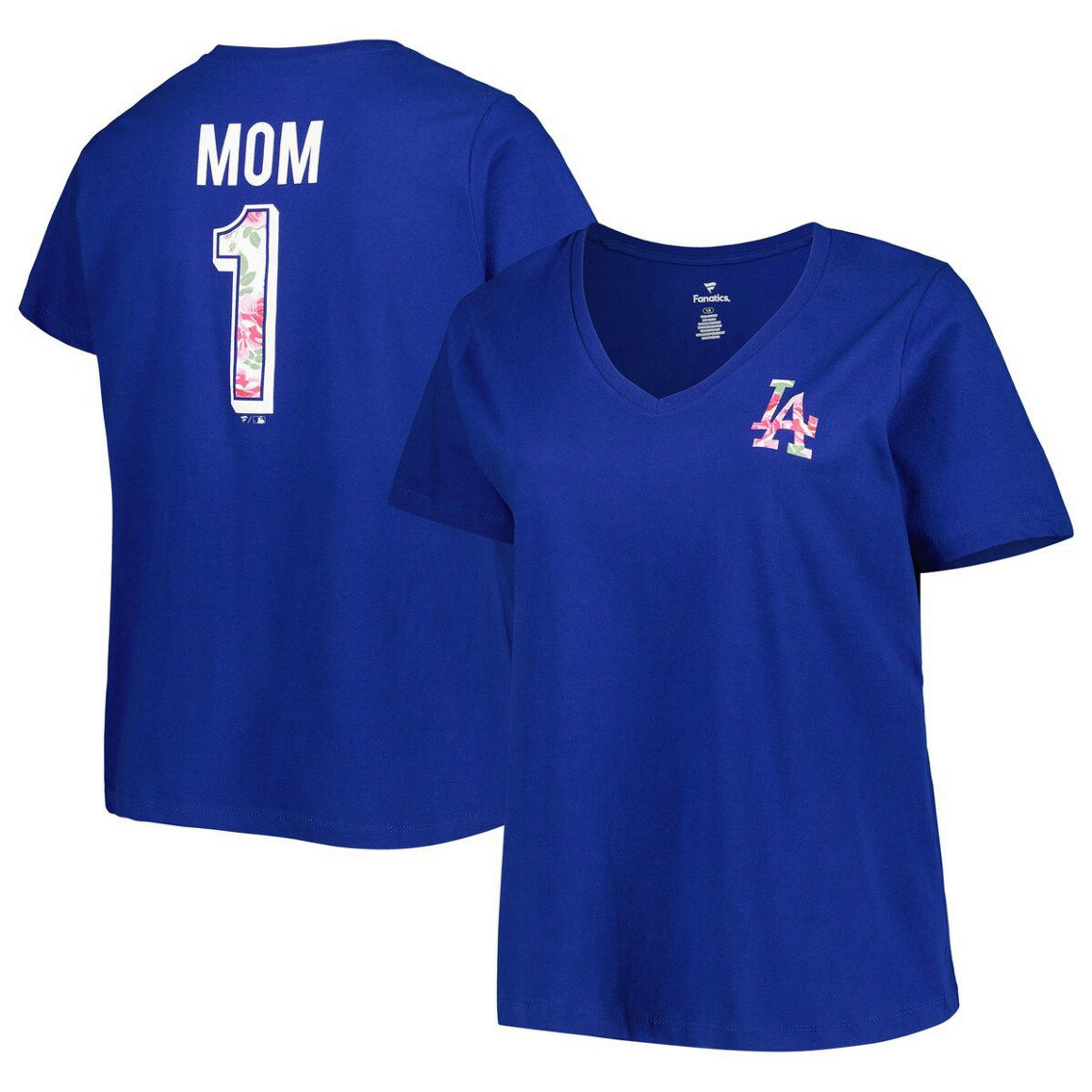 Profile Women's Royal Los Angeles Dodgers Mother's Day Plus Size Best Mom Ever V-Neck T-Shirt - Image 2 of 4