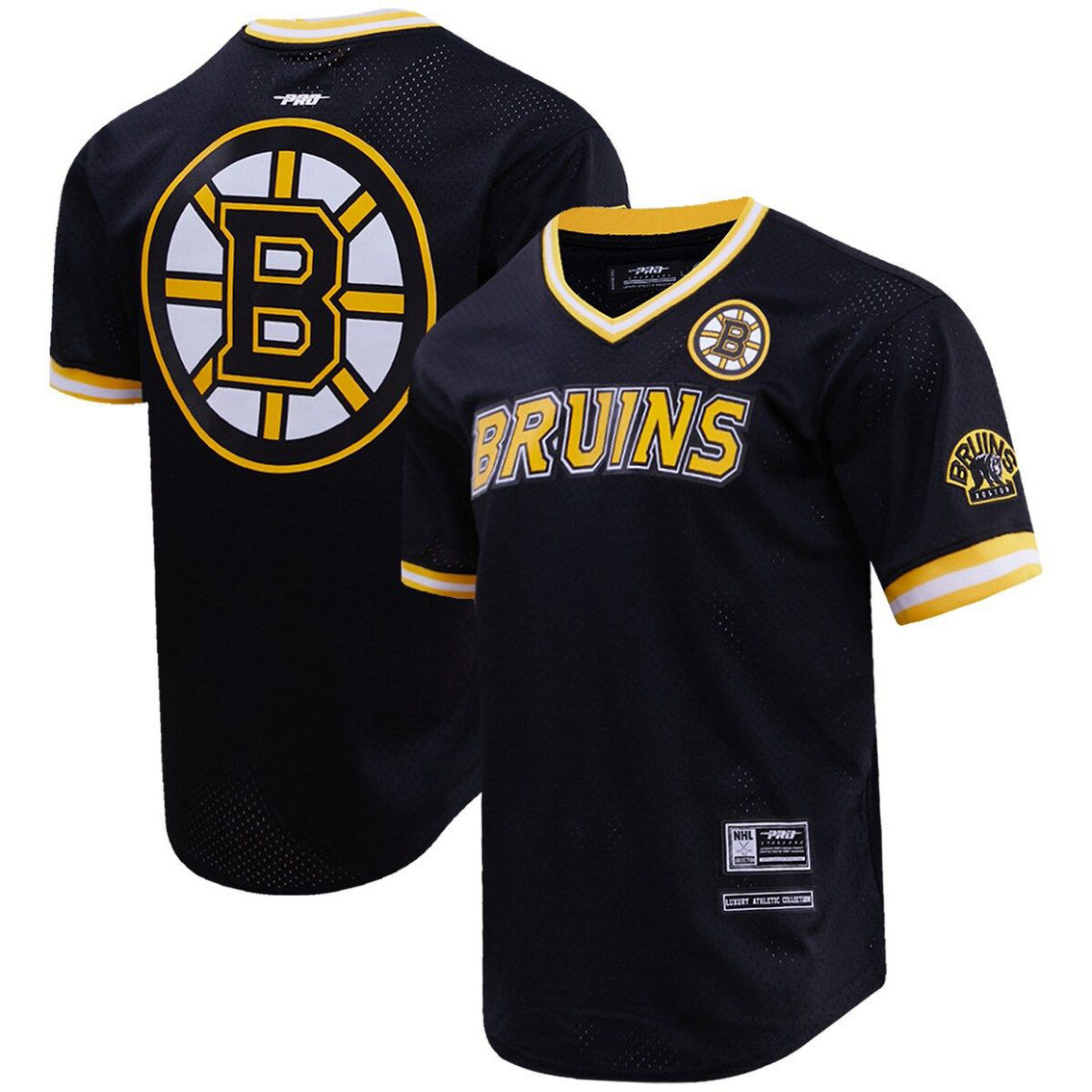 Pro Standard Men's Black Boston Bruins Classic Mesh V-Neck T-Shirt - Image 2 of 4