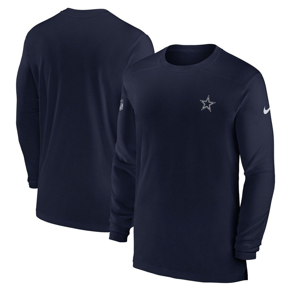 Nike Men's Navy Dallas Cowboys Sideline Coach Performance Long Sleeve T-Shirt - Image 2 of 4