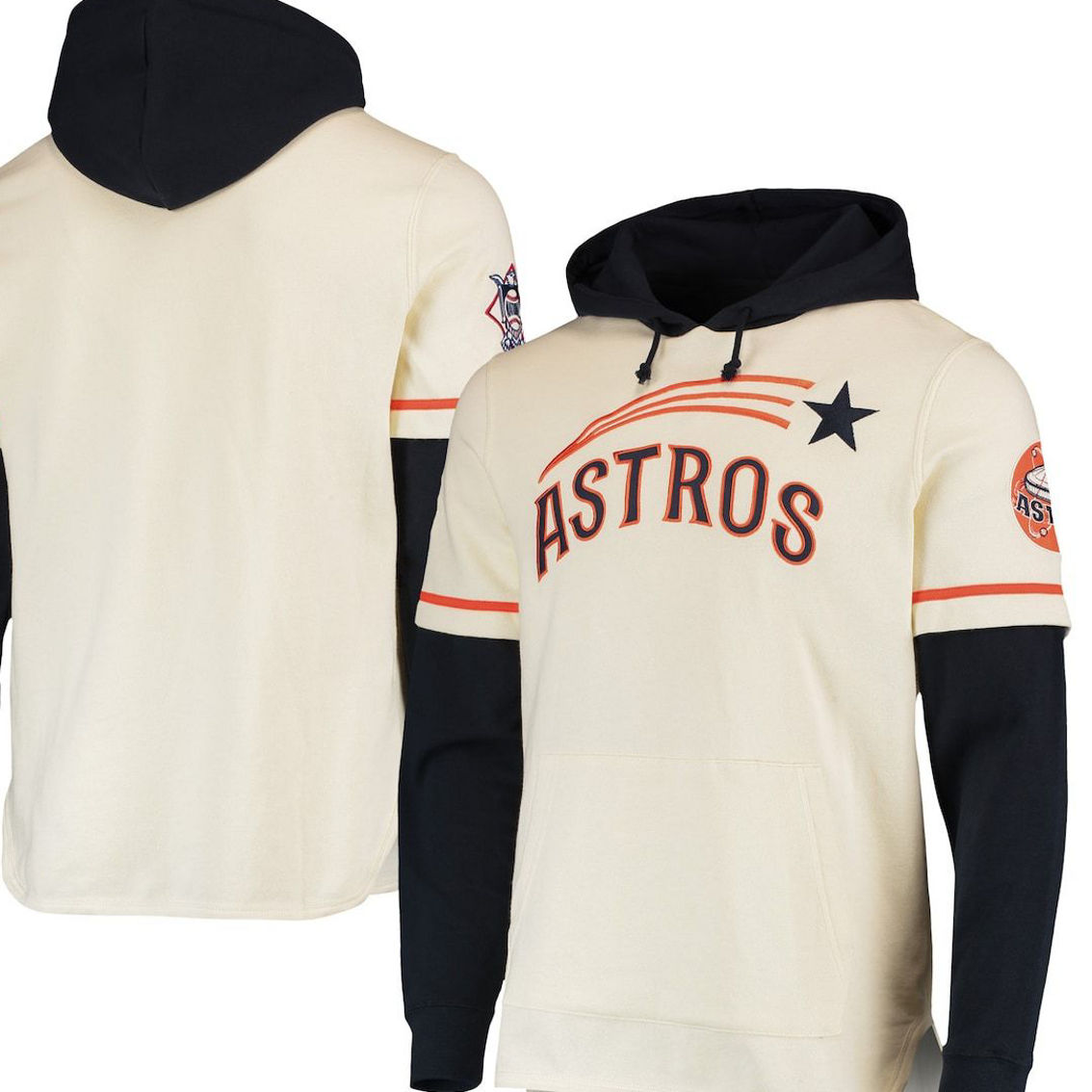 '47 Men's Cream Houston Astros Trifecta Shortstop Pullover Hoodie - Image 2 of 4