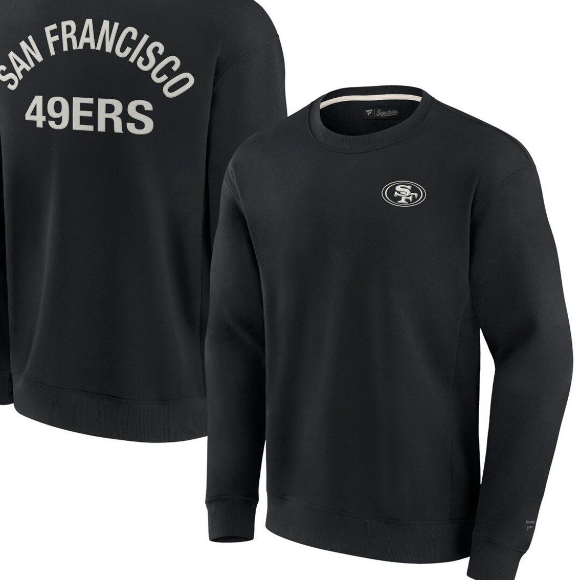 Unisex Fanatics Signature Black San Francisco 49ers Super Soft Pullover Crew Sweatshirt - Image 2 of 4
