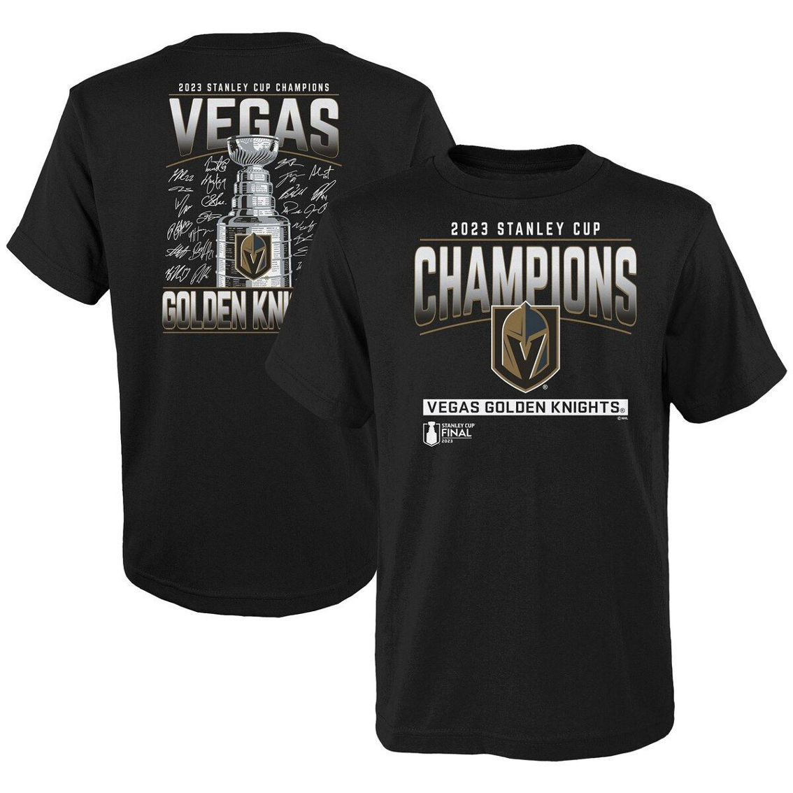 Fanatics Branded Youth Black Vegas Golden Knights 2023 Stanley Cup s Signature Roster T-Shirt