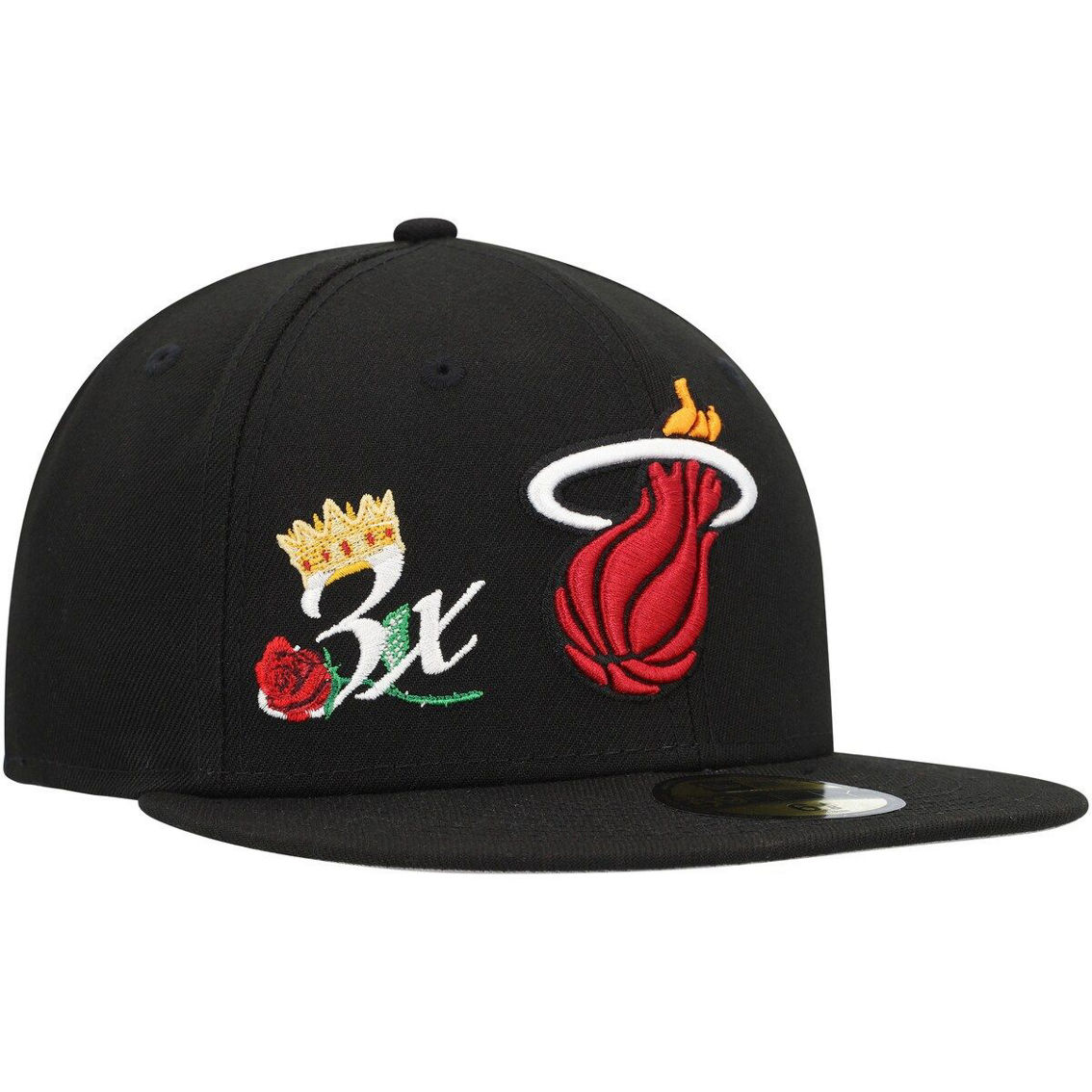 New Era Men's Black Miami Heat Crown Champs 59FIFTY Fitted Hat - Image 2 of 4