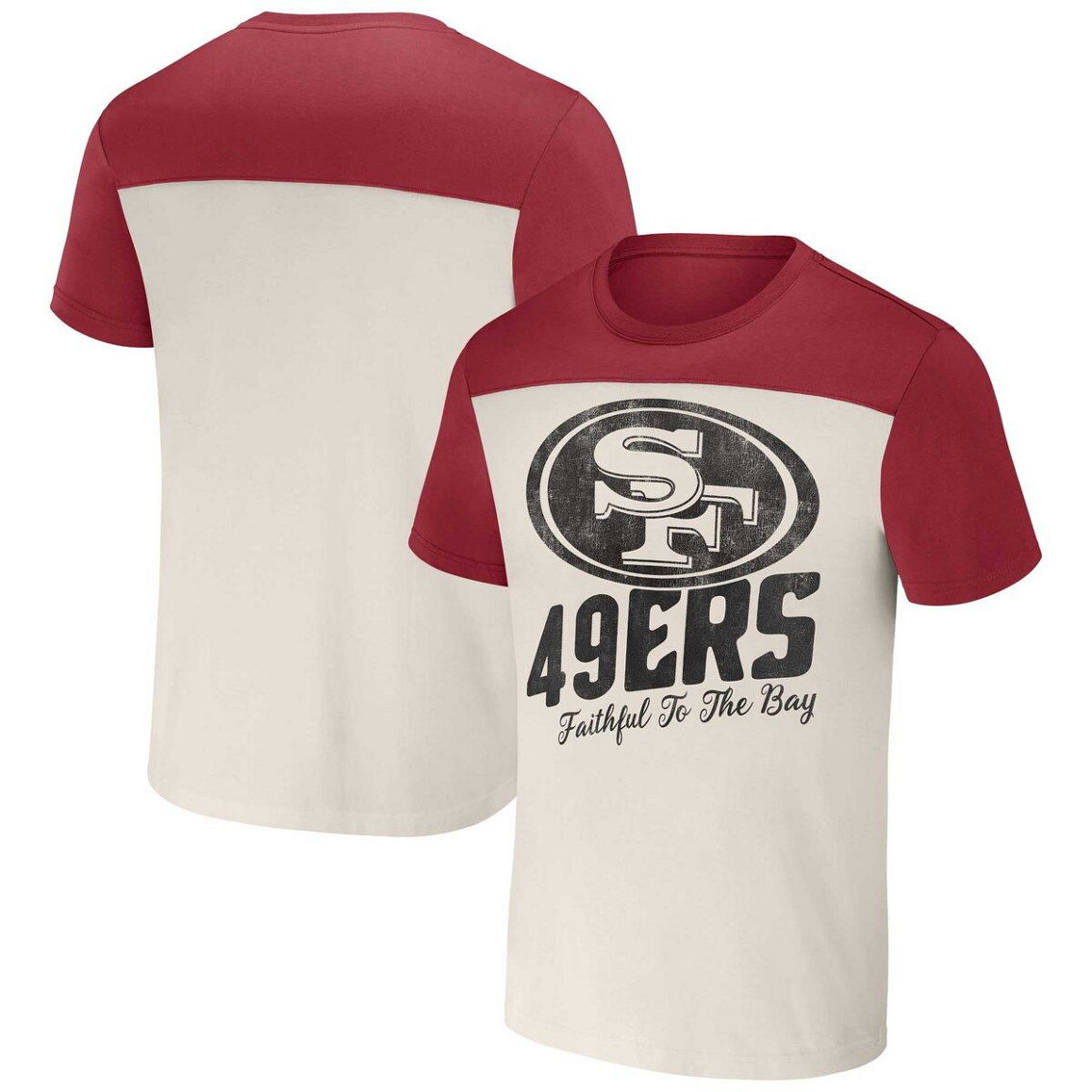 NFL x Darius Rucker Collection by Fanatics Men's Cream San Francisco 49ers Colorblocked T-Shirt - Image 2 of 4
