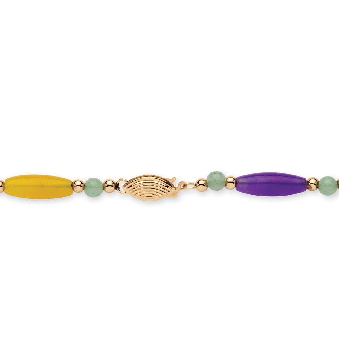 PalmBeach Multicolor Jade Barrel Link Jewelry Set in 14k Yellow Gold - Image 2 of 5