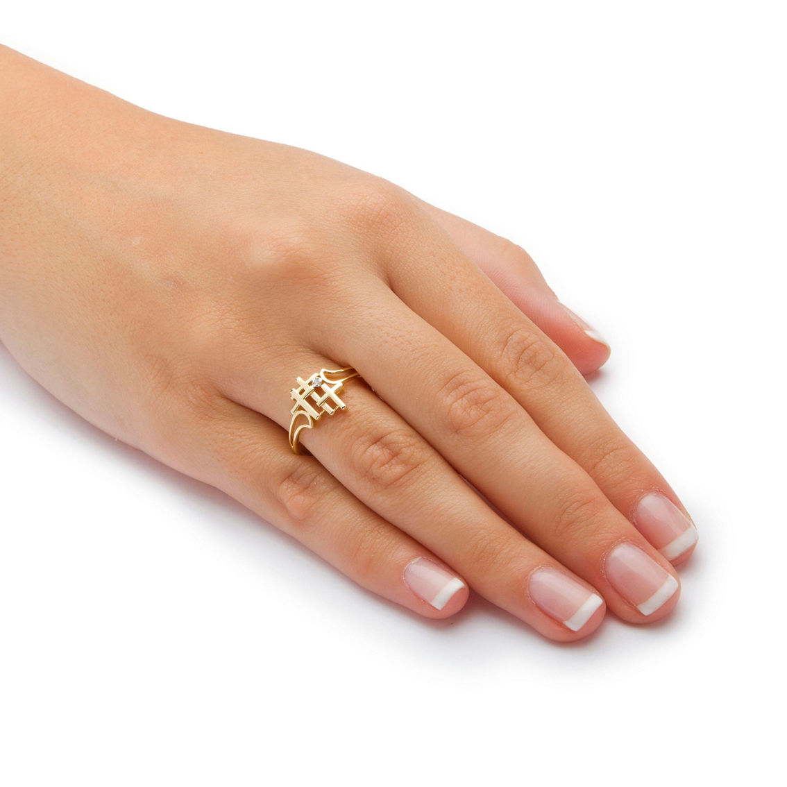 Diamond Accent Triple Cross Ring in Solid 10k Yellow Gold - Image 3 of 5