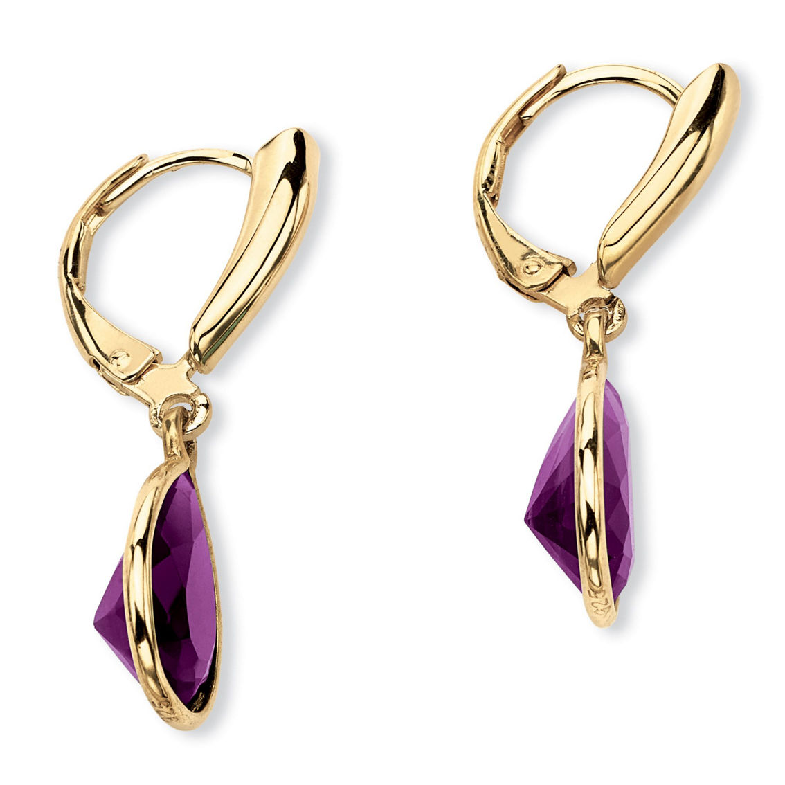 Pear-Cut Simulated Birthstone Drop Earrings in 14k Gold-plated Sterling Silver - Image 2 of 4