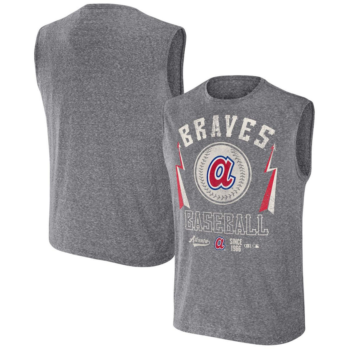 Darius Rucker Collection by Fanatics Men's Darius Rucker Collection by Fanatics Charcoal Atlanta Braves Muscle Tank Top - Image 2 of 4