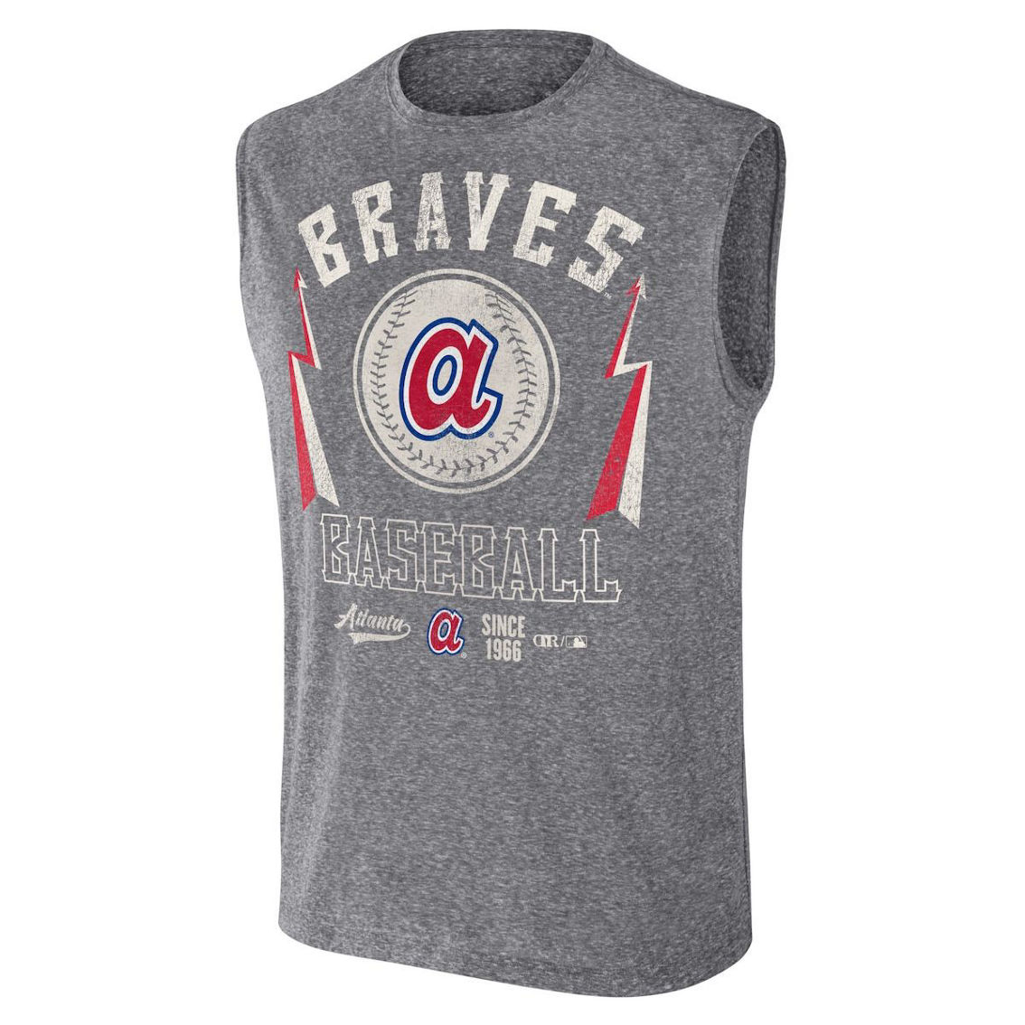 Darius Rucker Collection by Fanatics Men's Darius Rucker Collection by Fanatics Charcoal Atlanta Braves Muscle Tank Top - Image 3 of 4