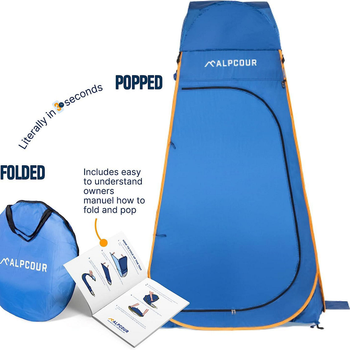 Alpcour Privacy Pop-Up Tent - Portable Spacious & Waterproof for Camping - Image 3 of 5
