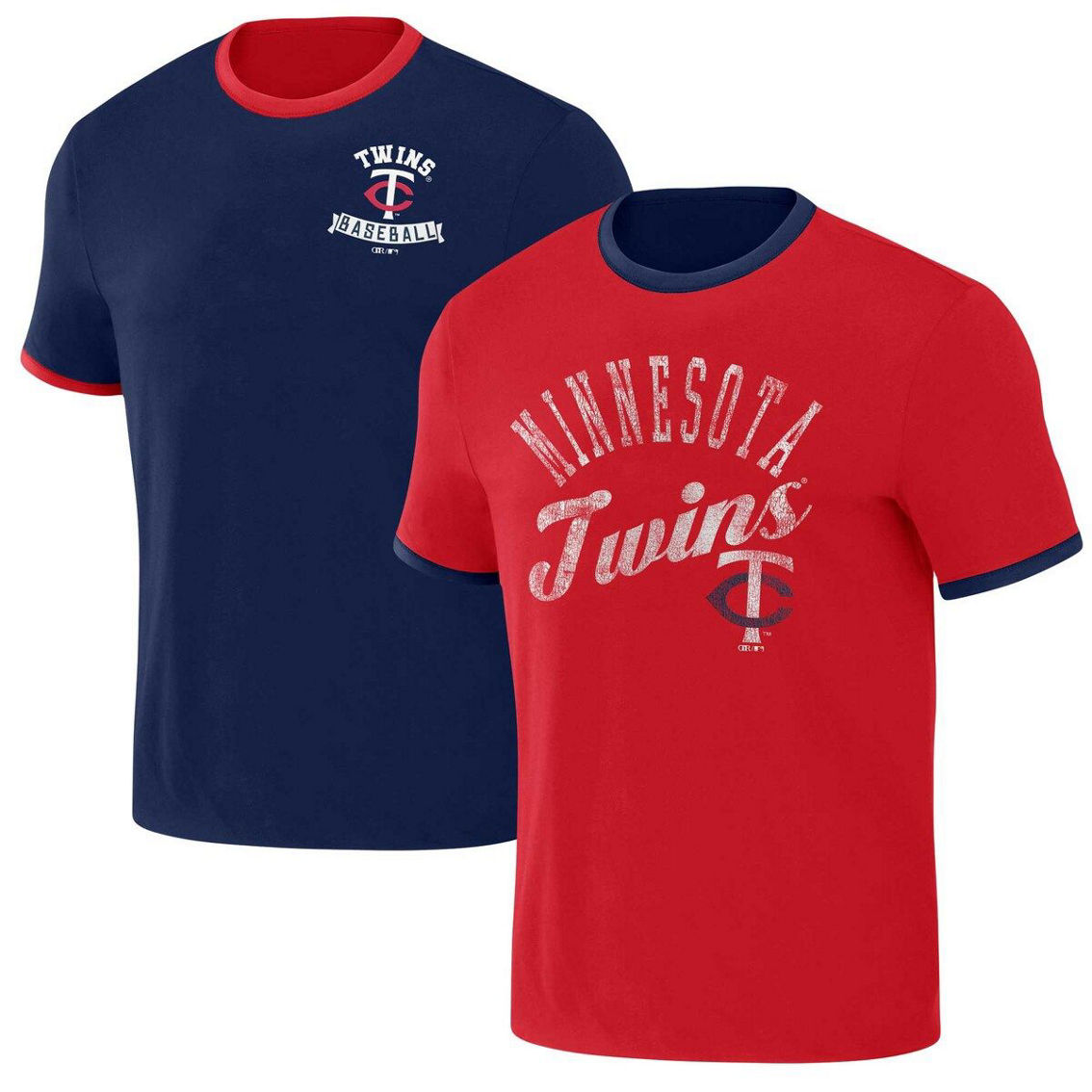 Darius Rucker Collection by Fanatics Men's Darius Rucker Collection by Fanatics Navy/Red Minnesota Twins Two-Way Ringer Reversible T-Shirt - Image 2 of 4