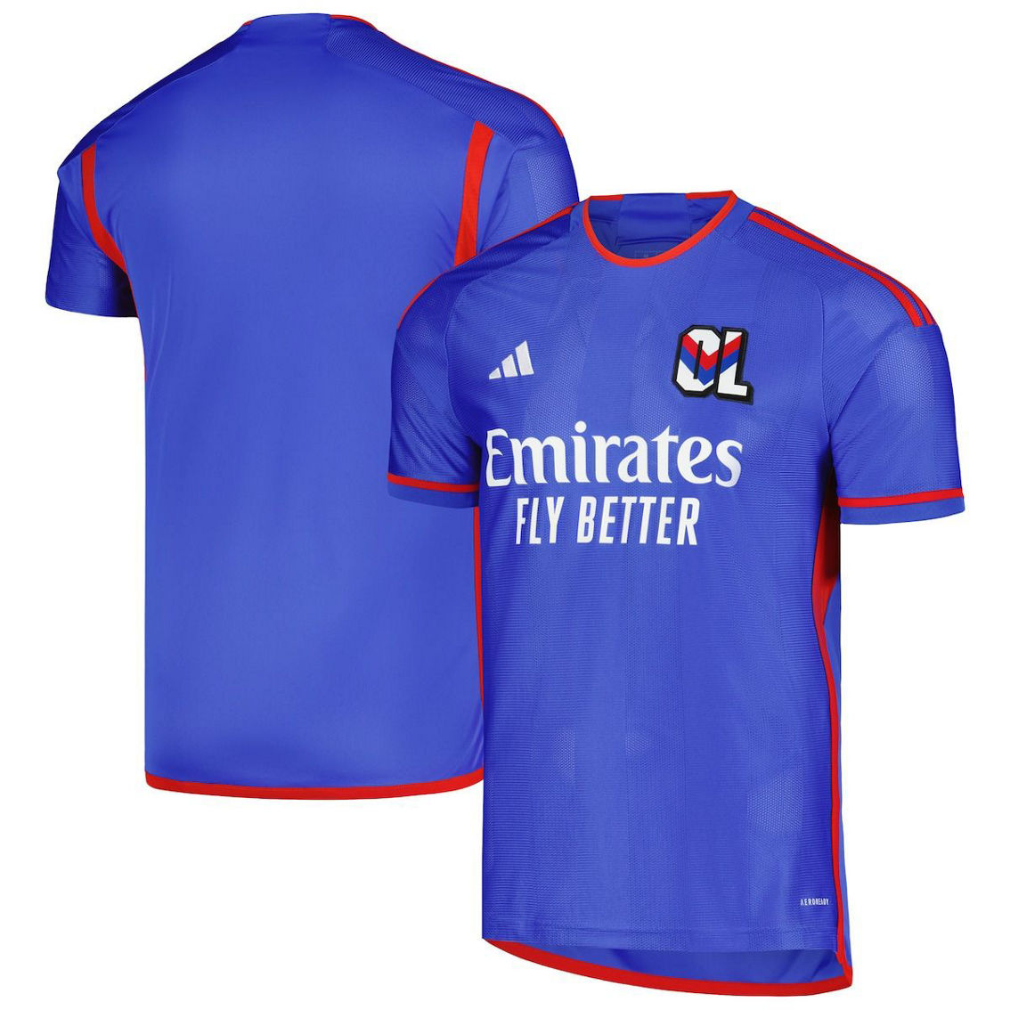 adidas Men's Blue Olympique Lyonnais 2023/24 Away Replica Jersey - Image 2 of 4