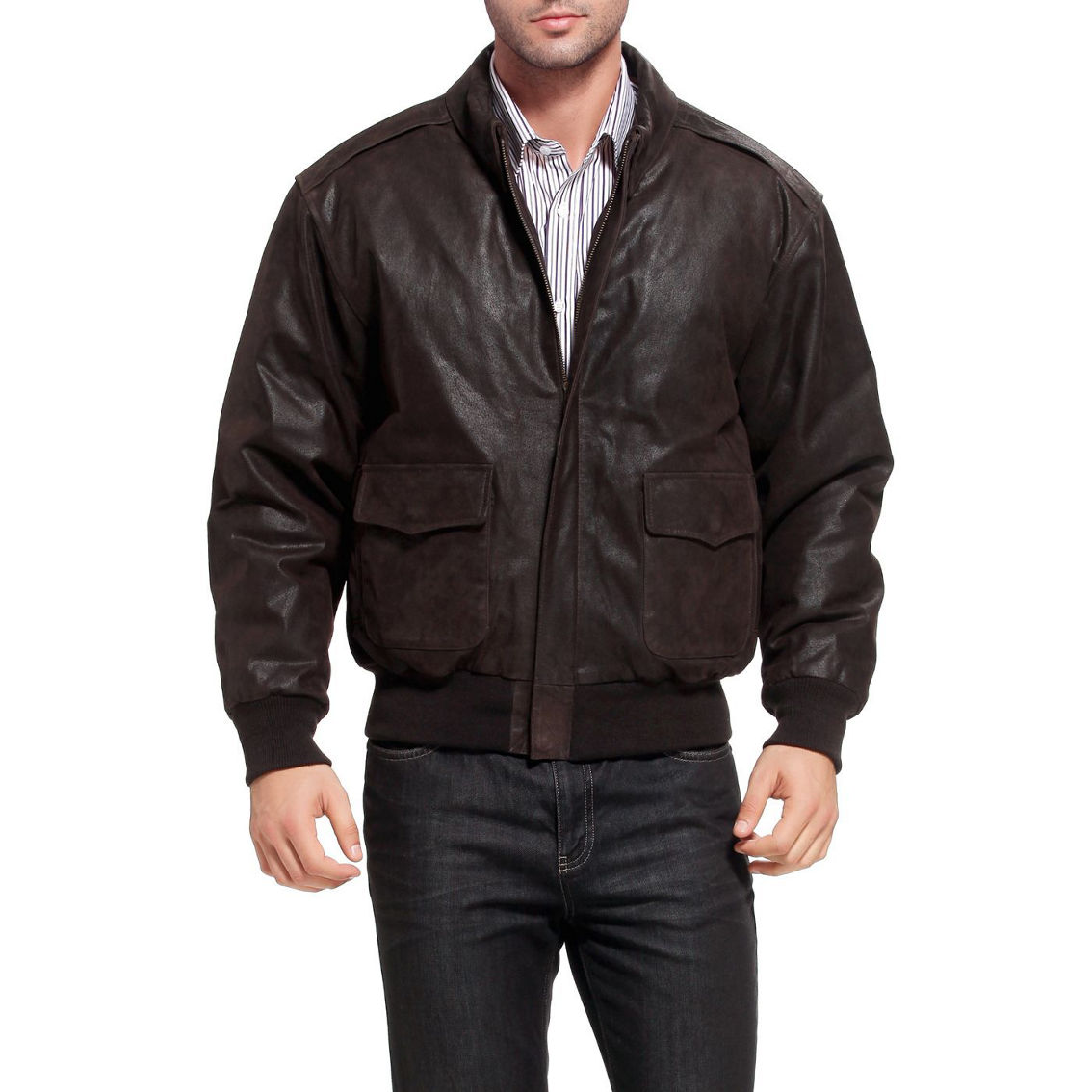 Landing Leathers Men Air Force A-2 Leather Flight Bomber Jacket - Big & Tall - Image 4 of 5