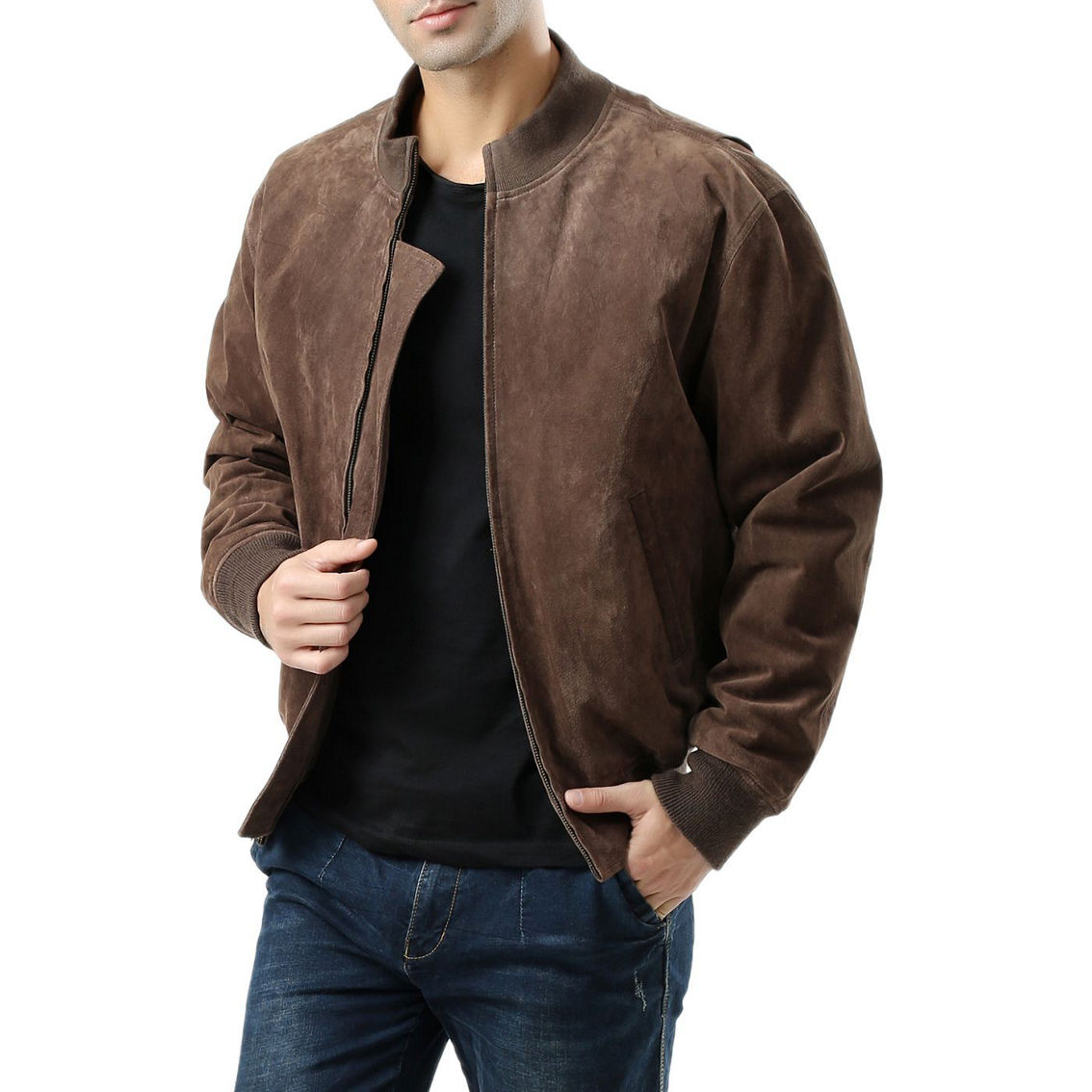Landing Leathers Men Wwii Suede Leather Tanker Jacket - Big & Tall ...