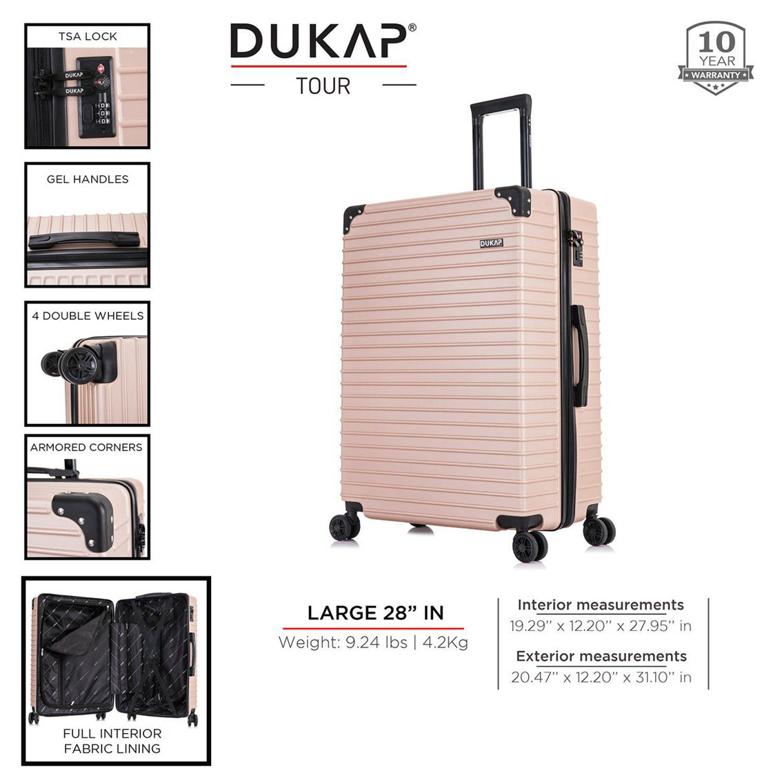 DUKAP  Tour lightweight Hardside luggage Large 28” - Image 3 of 5