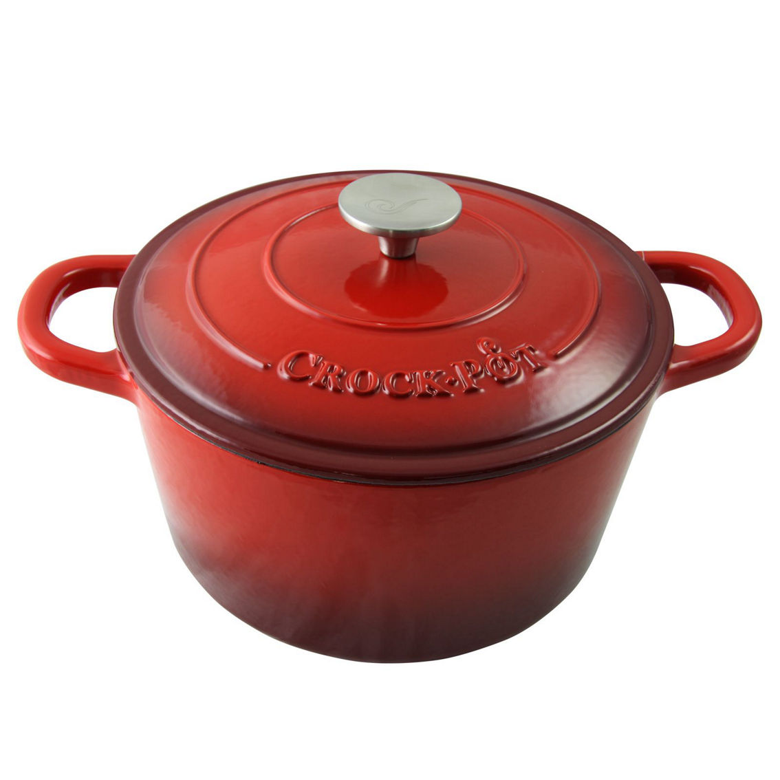 Crock Pot Artisan 5 Quart Round Enameled Cast Iron Dutch Oven In Scarlet  Red, Cookware, Household