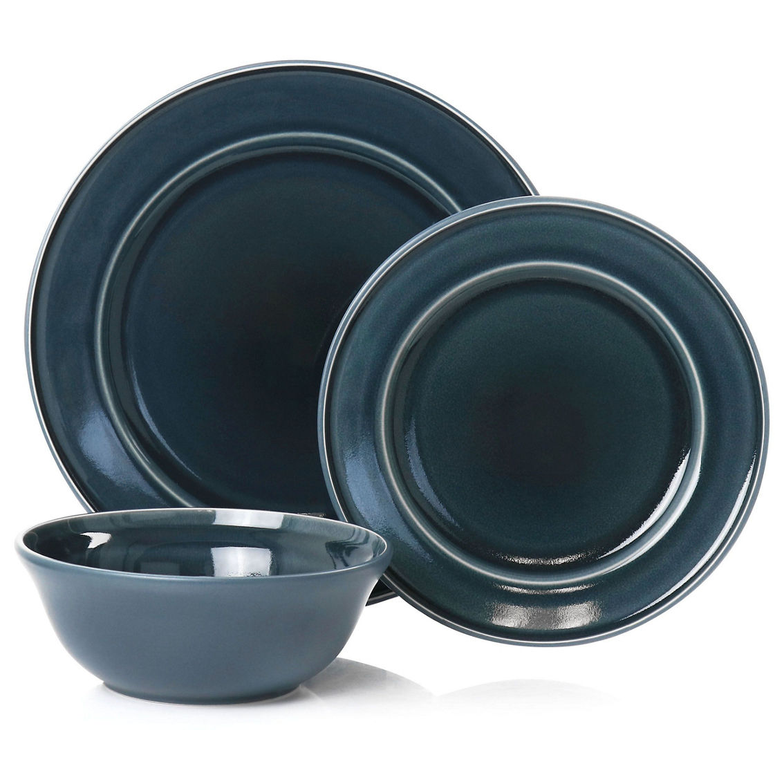 Martha Stewart 12 Piece Speckle Glaze Stoneware Dinnerware Set in Blue - Image 2 of 5