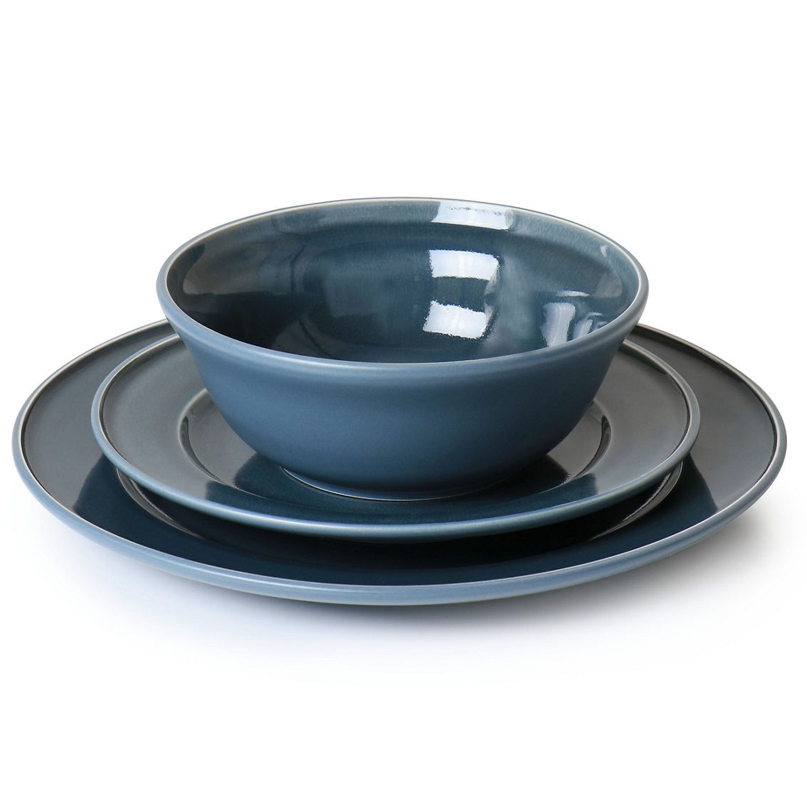 Martha Stewart 12 Piece Speckle Glaze Stoneware Dinnerware Set in Blue - Image 3 of 5