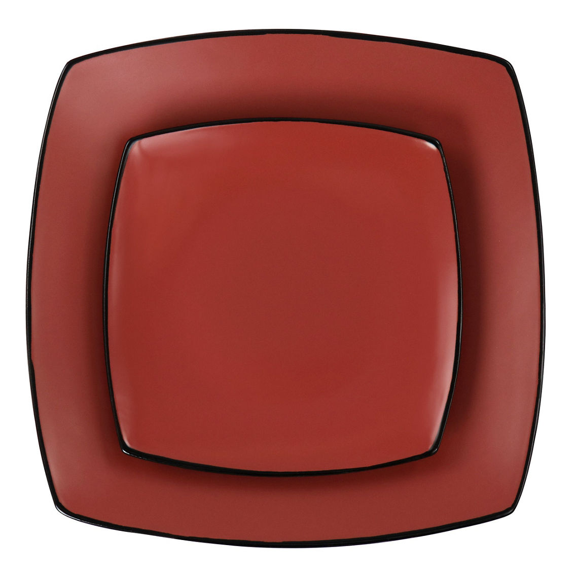Gibson Elite Soho Lounge 16 Piece Matte Glazed Stoneware Dinnerware Set in Red - Image 4 of 5