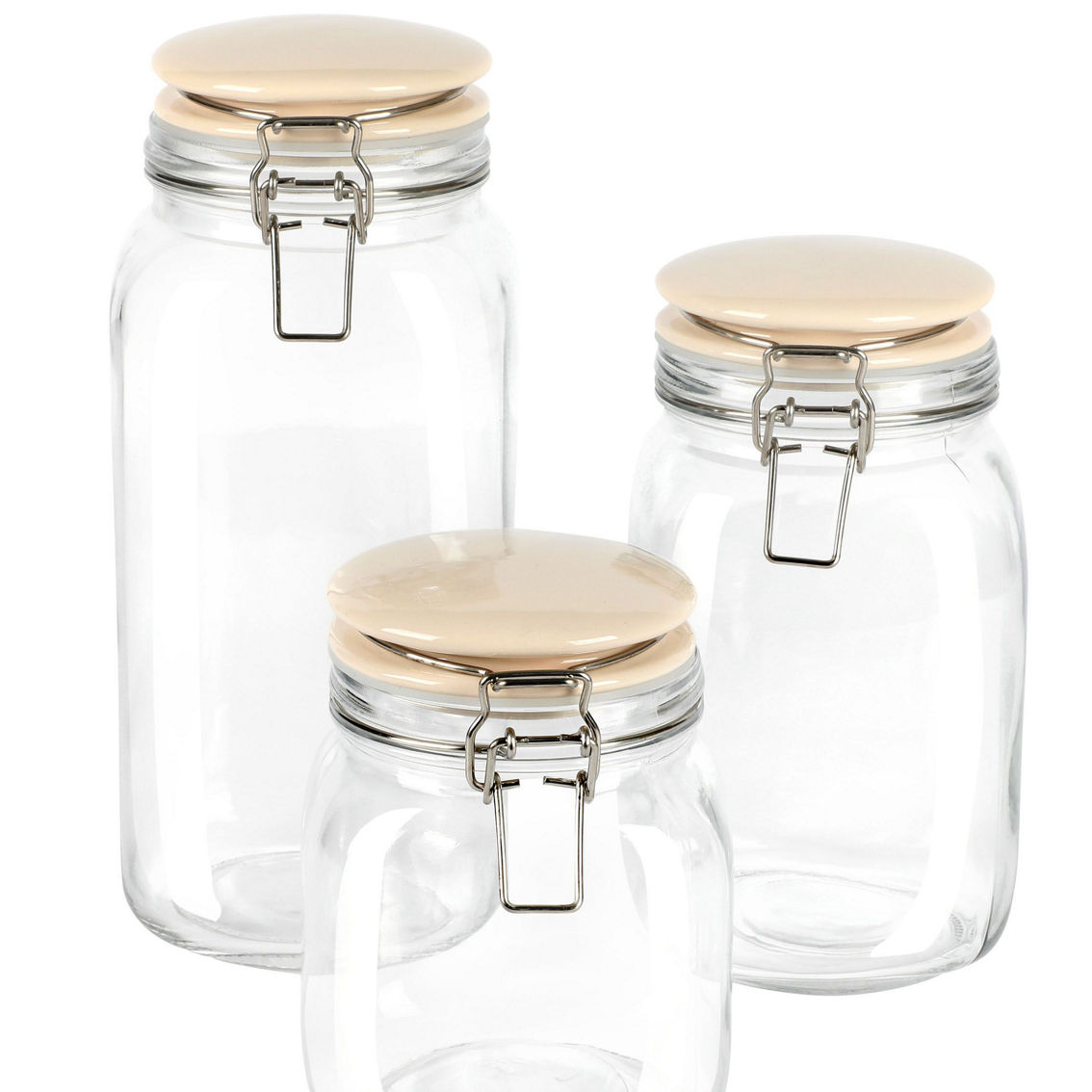 Martha Stewart Rindleton 3 Piece Glass Canister Set with Ceramic Lids in Off-Whi - Image 2 of 5