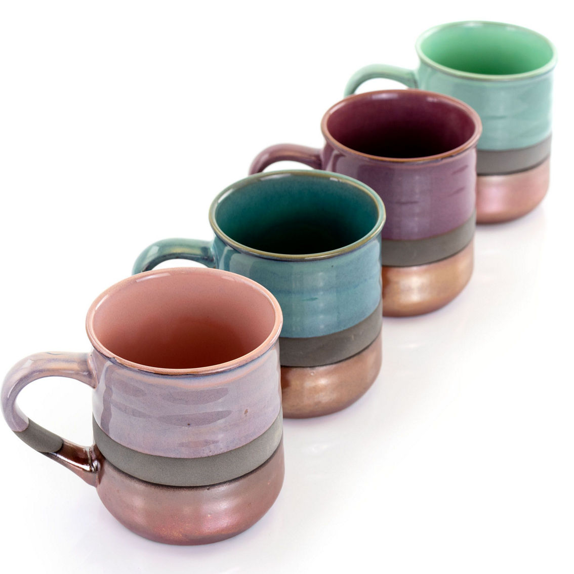 Gibson Home Copper Tonal 4 Piece 18 Ounce Round Stoneware Mug Set in Assorted Co - Image 2 of 5