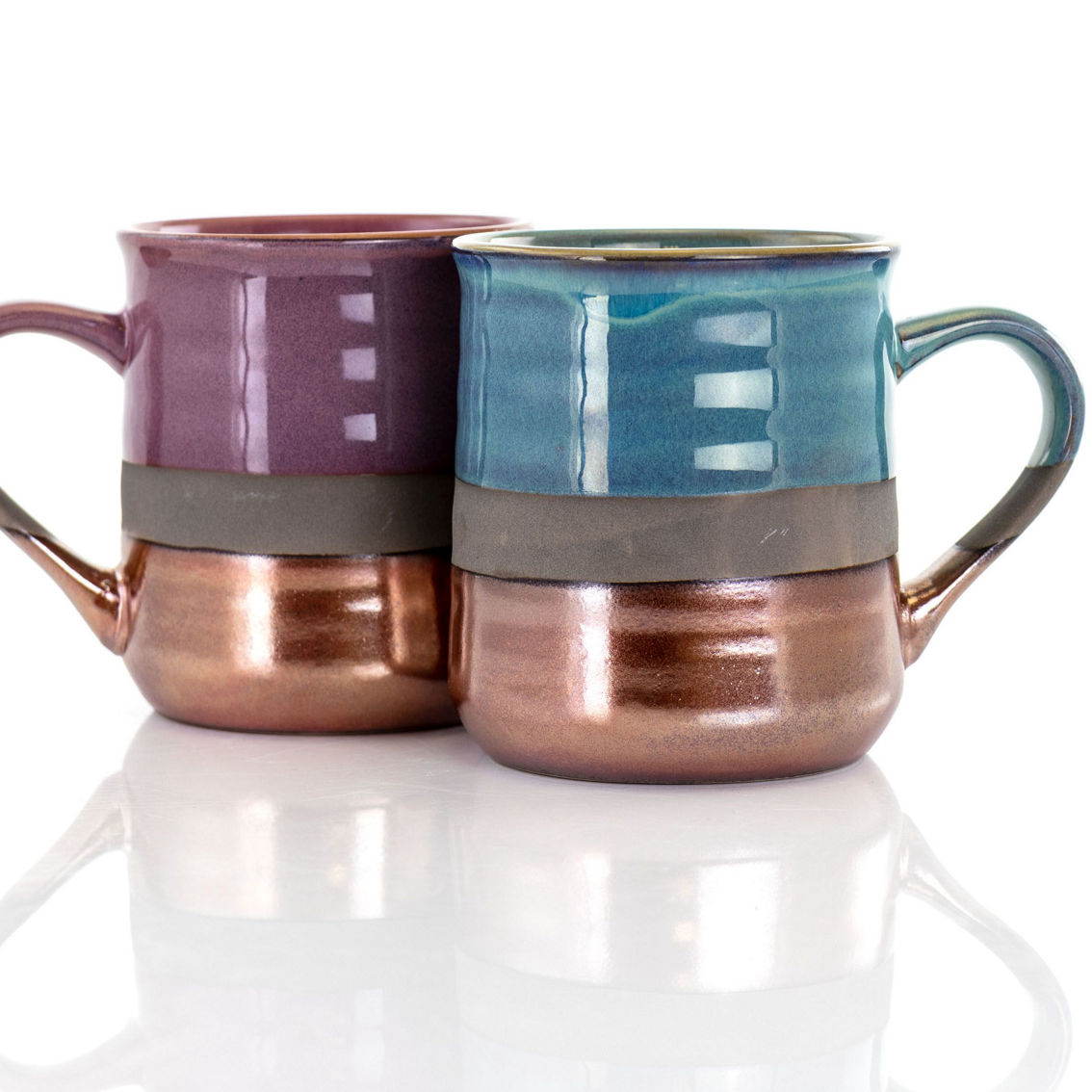 Gibson Home Copper Tonal 4 Piece 18 Ounce Round Stoneware Mug Set in Assorted Co - Image 3 of 5