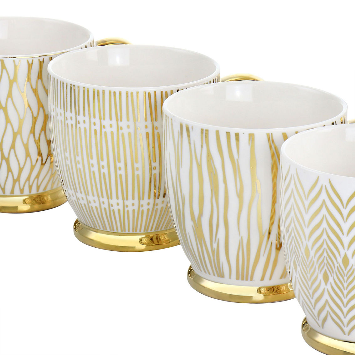 Gibson Home Gold Finch 4 Piece 16.7oz Electroplated Fine Ceramic Mug Set in Gold - Image 3 of 5