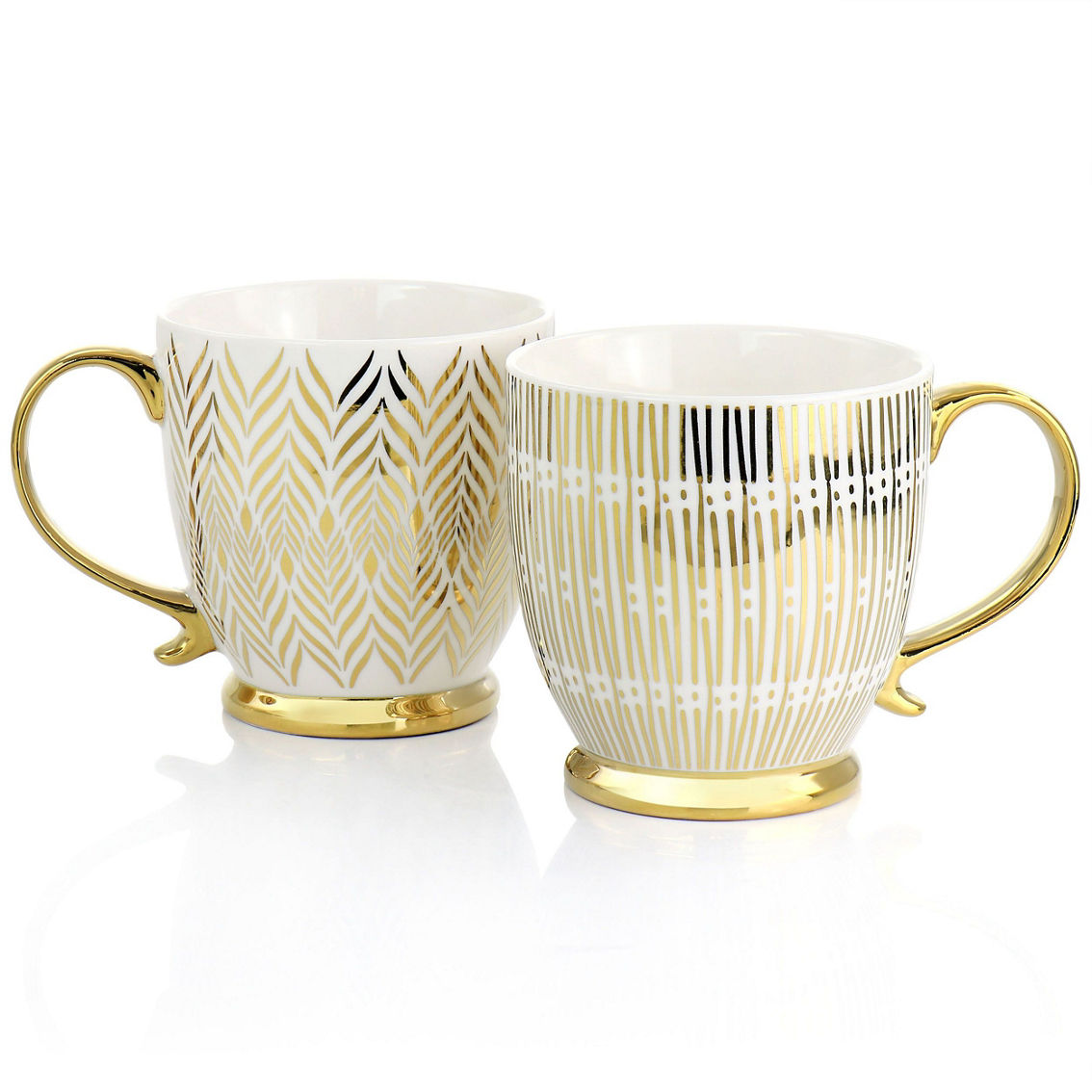 Gibson Home Gold Finch 4 Piece 16.7oz Electroplated Fine Ceramic Mug Set in Gold - Image 4 of 5