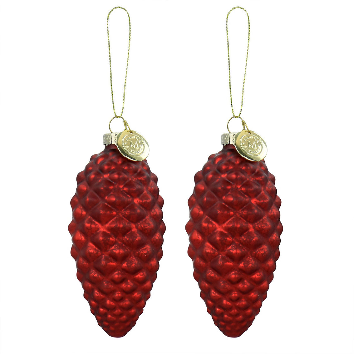 Martha Stewart Holiday Pointy Ball and Pinecone 4 Piece Ornament Set in Red - Image 3 of 5