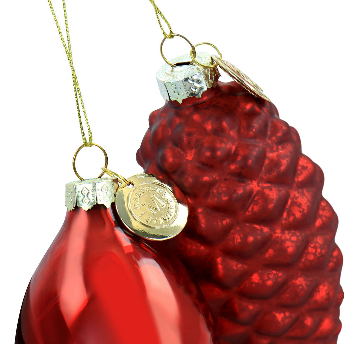 Martha Stewart Holiday Pointy Ball and Pinecone 4 Piece Ornament Set in Red - Image 4 of 5