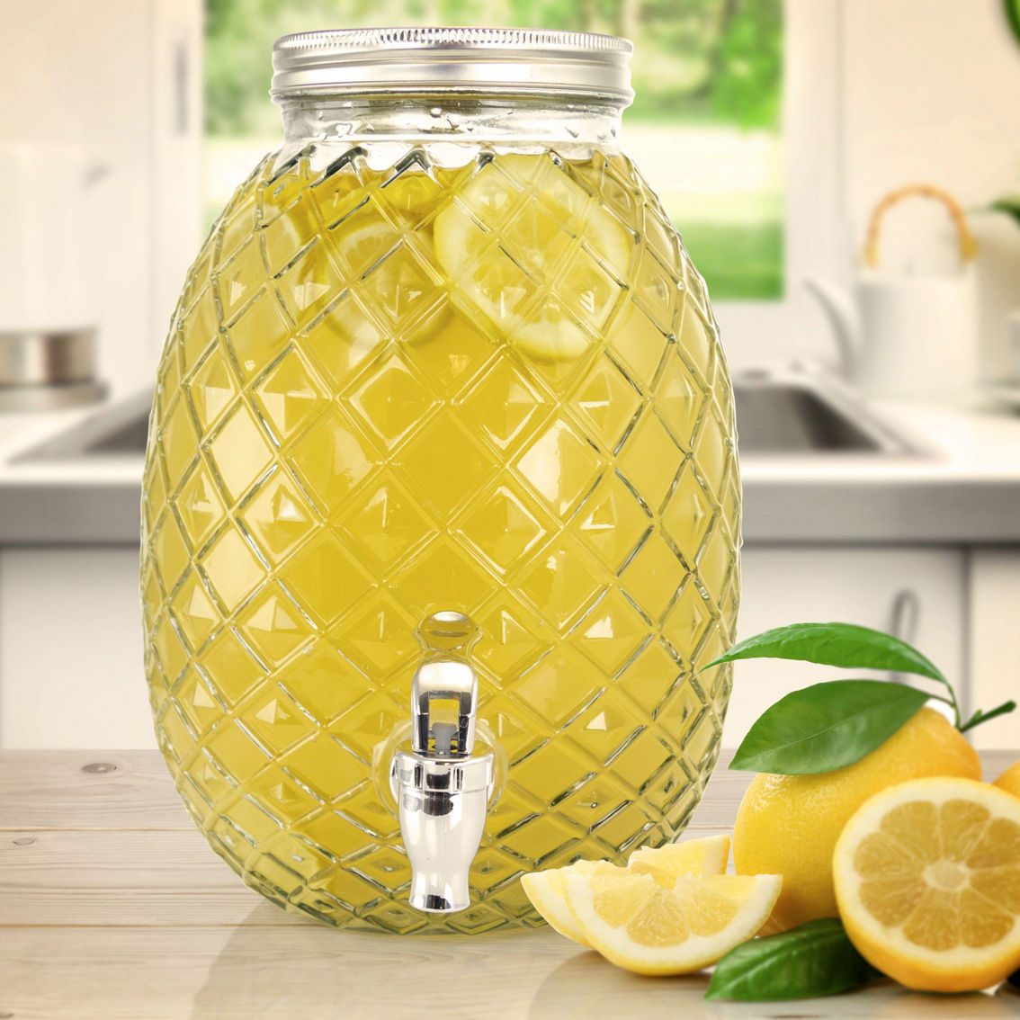 Gibson Home 1.2 Gallon Pineapple Clear Glass Drink Dispenser - Image 5 of 5