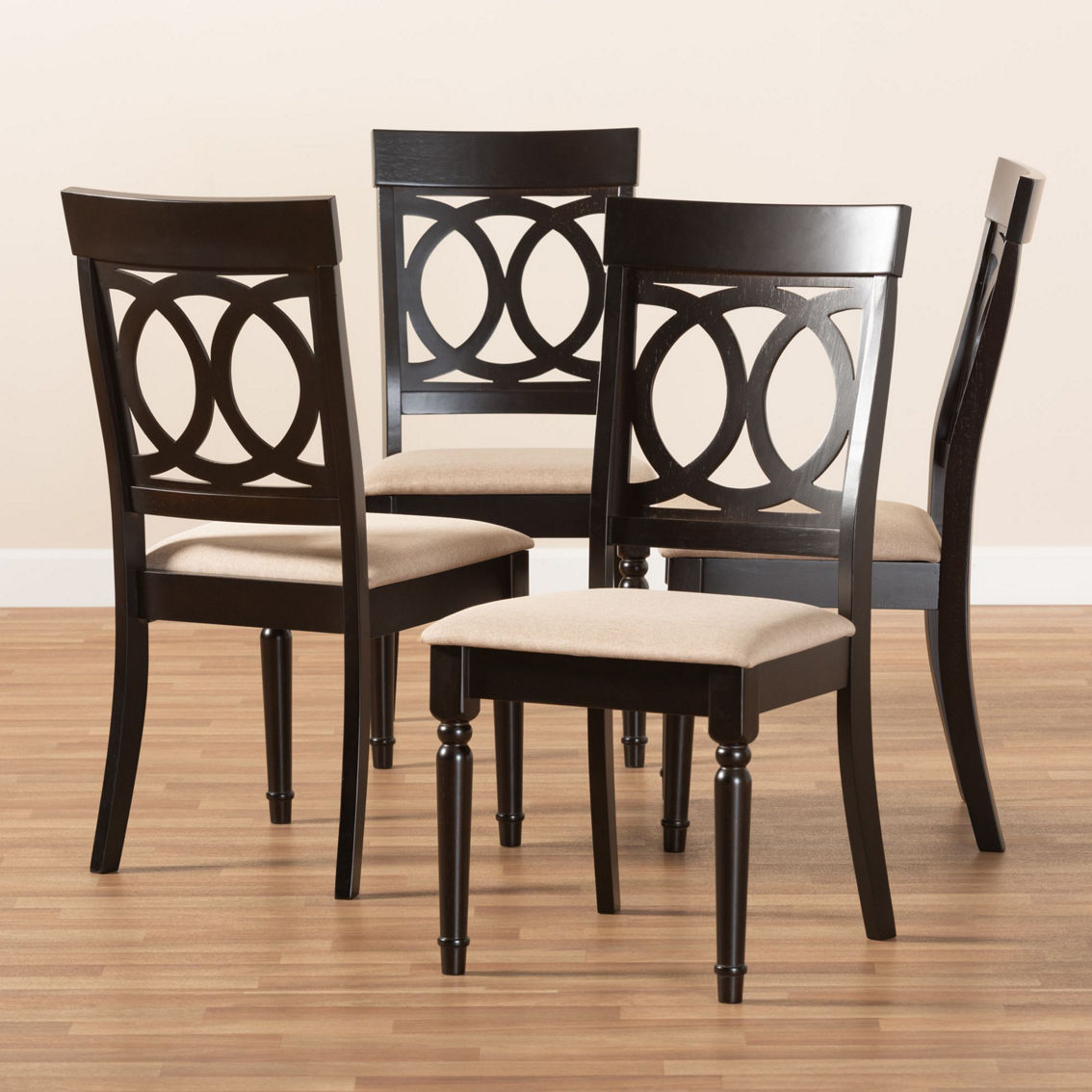 Baxton Studio Lucie Fabric Upholstered Wood Dining Chair 4 Piece Set - Image 5 of 5