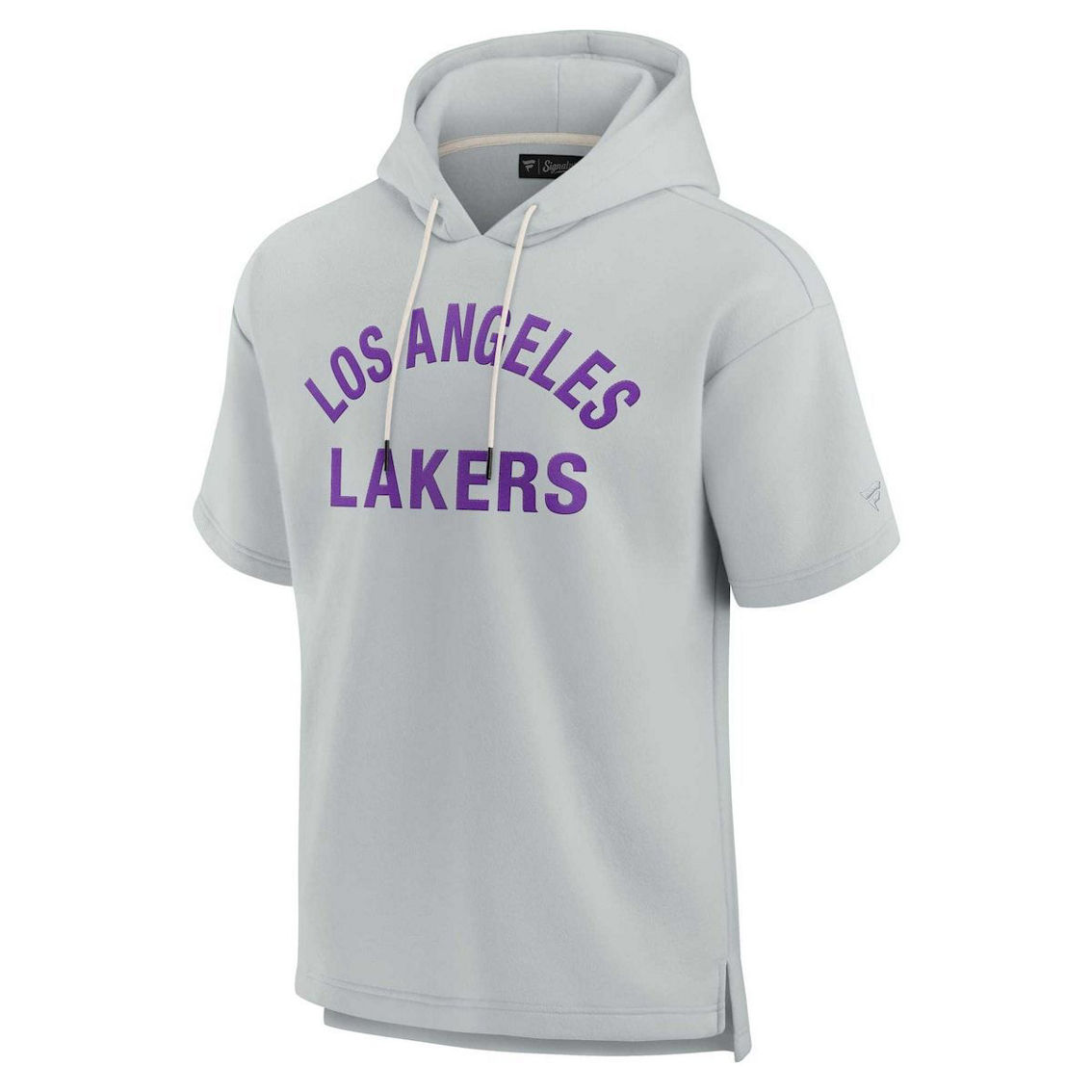 Fanatics Signature Unisex Fanatics Signature Gray Los Angeles Lakers Super Soft Fleece Short Sleeve Pullover Hoodie - Image 3 of 4