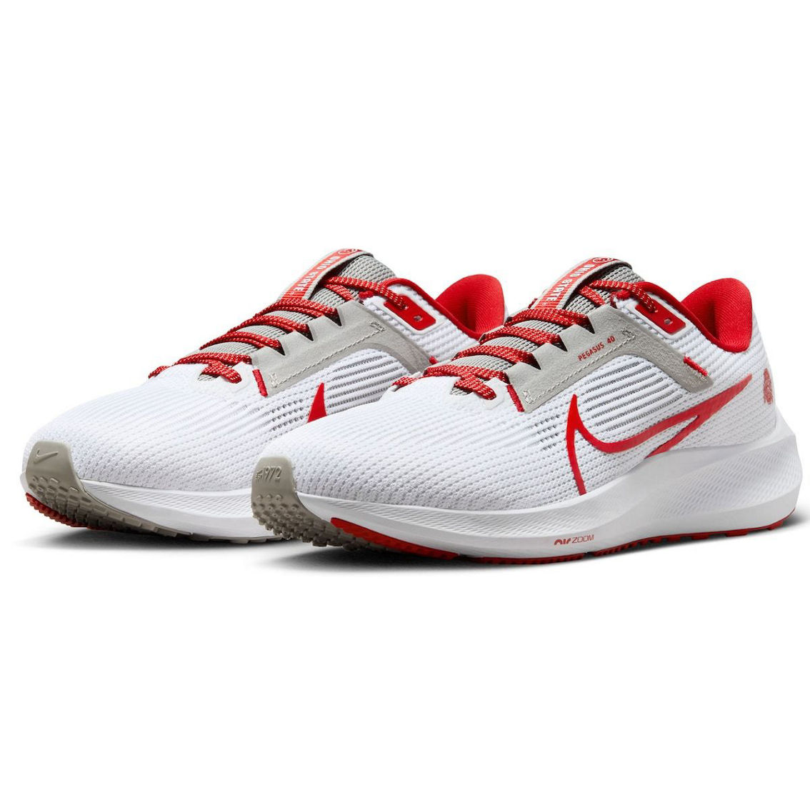 Nike Unisex White Ohio State Buckeyes Zoom Pegasus 40 Running Shoe - Image 2 of 4