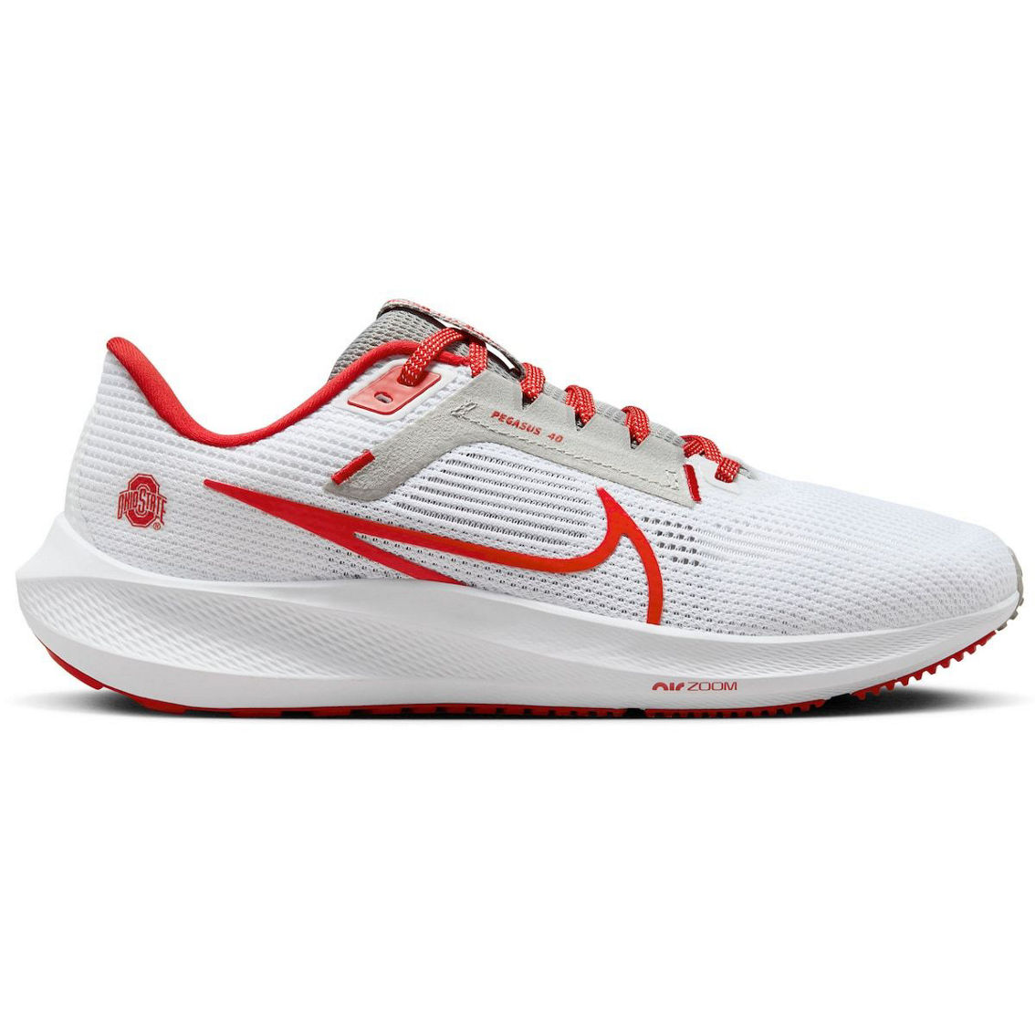 Nike Unisex White Ohio State Buckeyes Zoom Pegasus 40 Running Shoe - Image 4 of 4