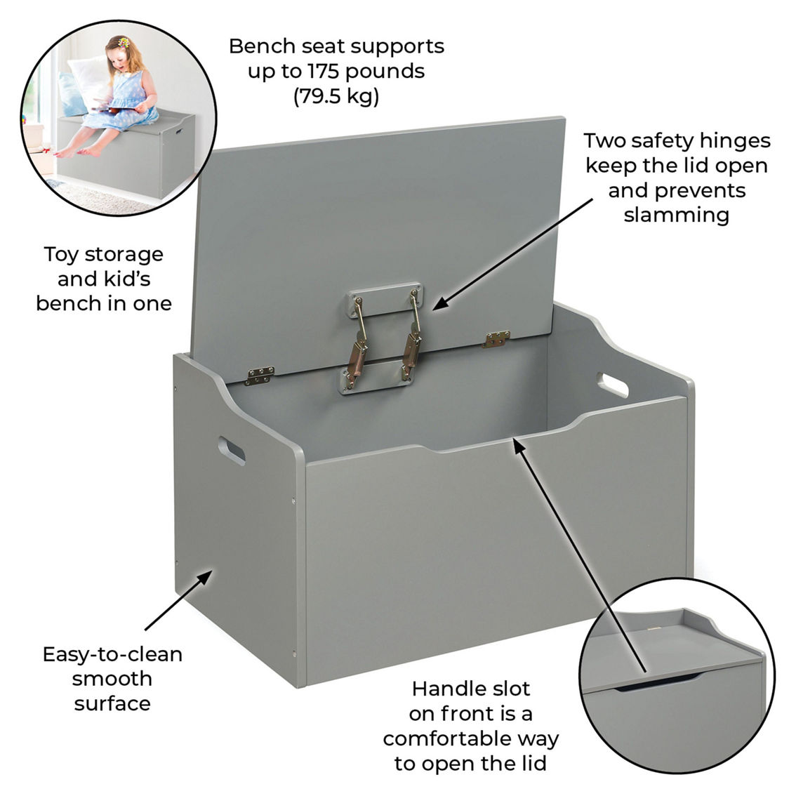 Badger Basket Bench Top Toy Box - Image 3 of 5